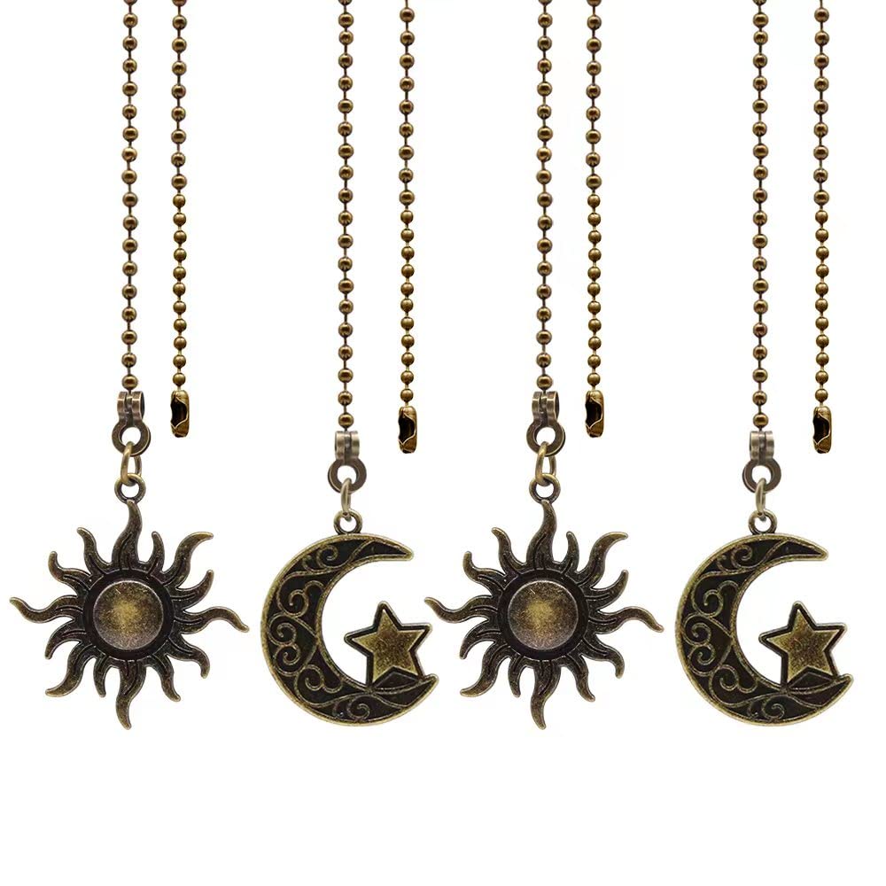 Dotlite 4Pack Ceiling Fan Pull Chain Set Decorative Totem Bohemia Pull Chain Pendant Extension 12 Inches Lighting Fan Beaded Bal