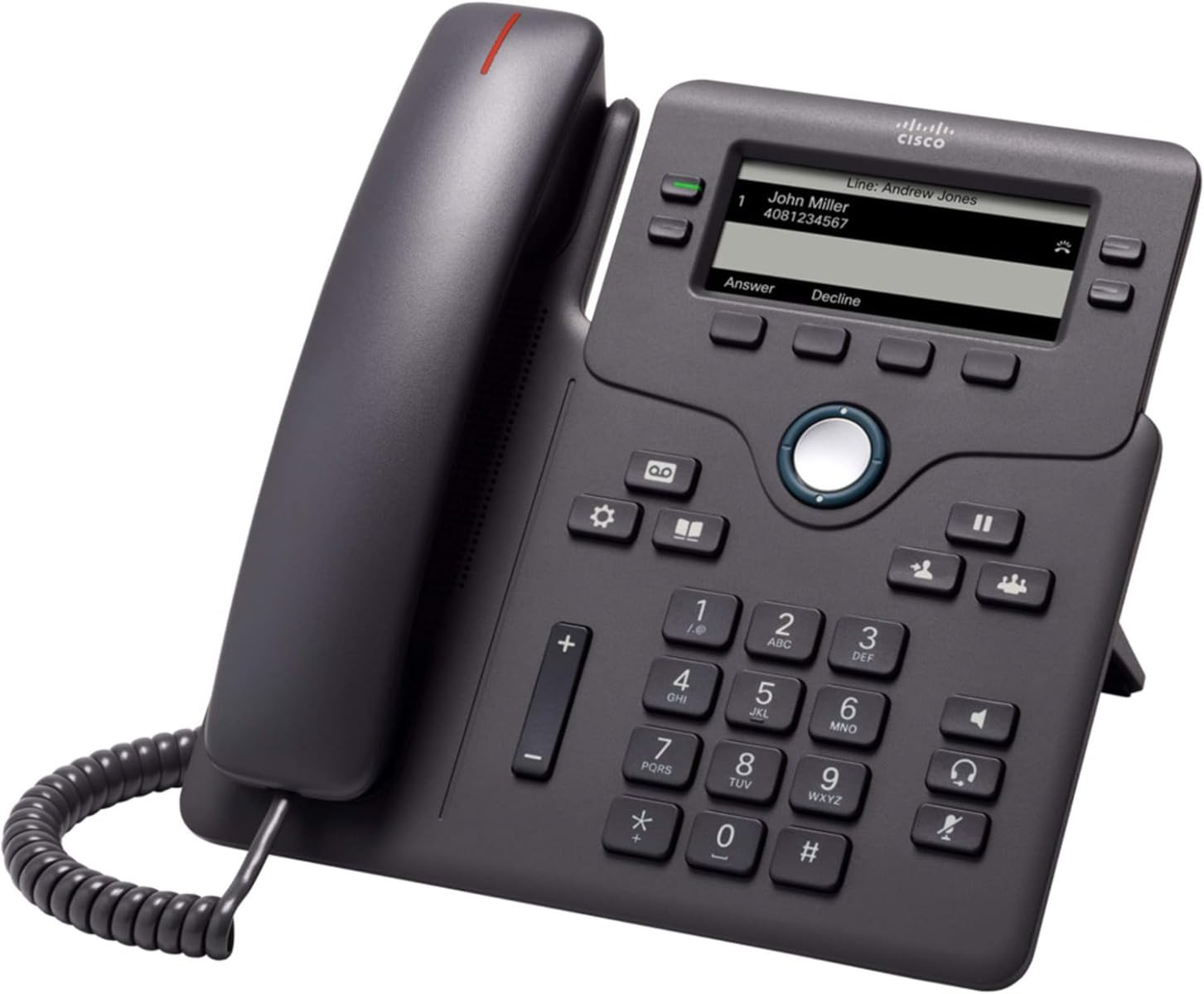 Cisco IP Phone 6851 with Multiplatform Firmware, North American Power Adapter, 3.5-inch Grayscale Display, Class 2 PoE, 4 SIP Re
