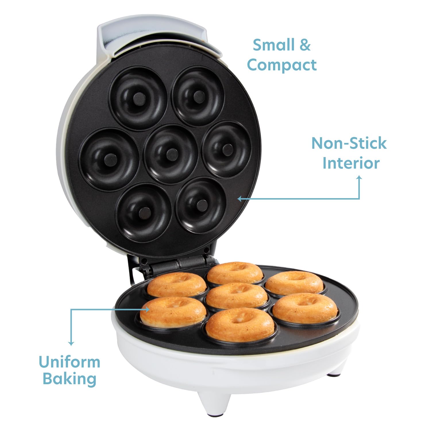 Mini Donut Maker   Electric Non Stick Surface Makes 7 Small Doughnuts  Decorate, Frost Or Ice Your Own For Kid Friendly Baked De