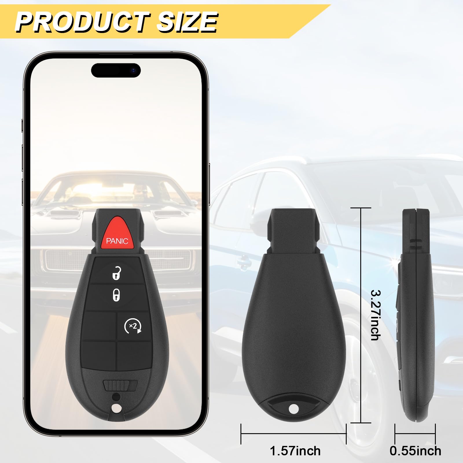 Vurkcy Key Fob Replacement For 2013 2021 Dodge Ram 1500/13 18 Ram 2500 3500 4500 5500 Car Keyless Entry Remote Control,Gq4 53T,4