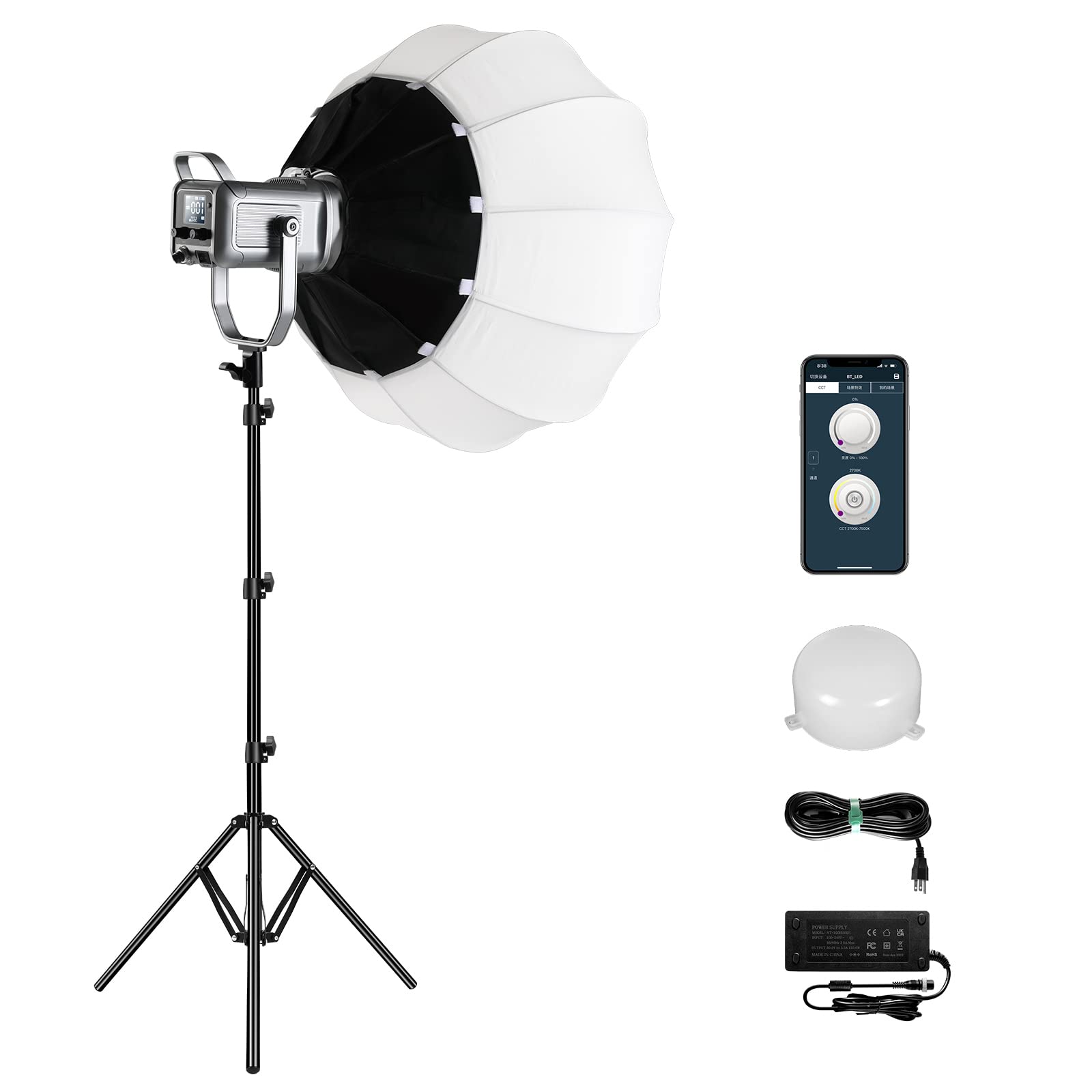 Gvm 150W Video Light Kit, 2700K 7500K Continuous Lighting For Photography With Lantern Softbox&Stand, Bi Color Studio Light Kit