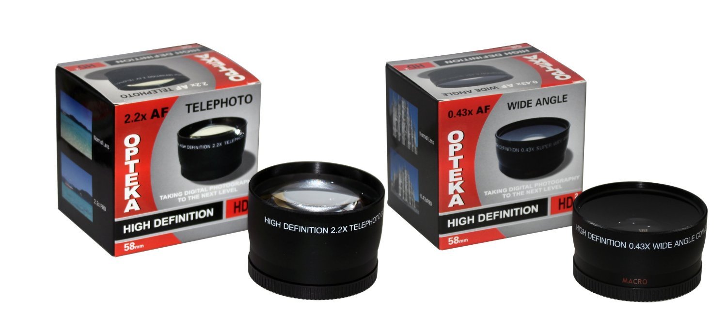 Opteka .43X High Definition Wide Angle With Macro & 2.2X Telephoto Lens Kit For Nikon 18 55Mm, 24Mm, 28Mm, 35Mm, 40Mm, 50Mm, 55 