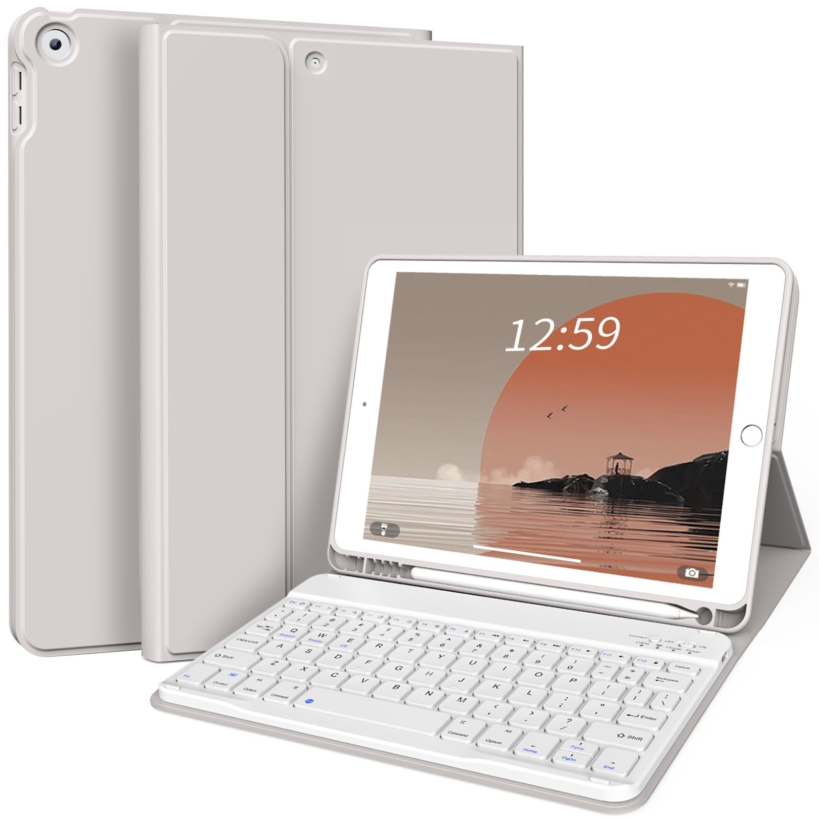KENKE Case with Keyboard for iPad 9th/8th/7th Generation 10.2 inch 2021/2020/2019 Detachable Wireless Bluetooth Keyboard Cover T