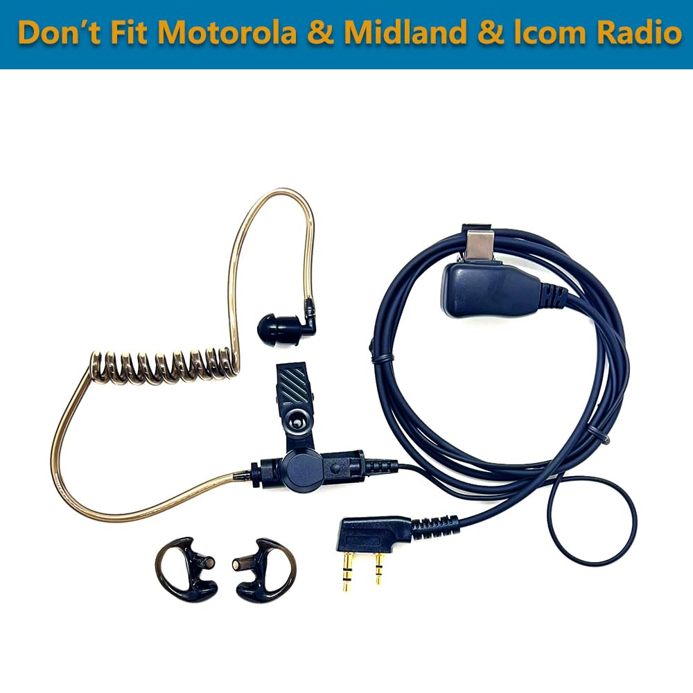 Covert Air Acoustic Tube Earpiece With Mic For Baofeng Uv 5R Two Way Radio, Surveillance Headset And Ptt Compatible With Walkie