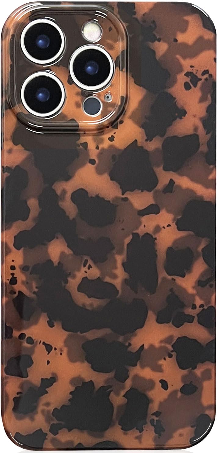 Abbery for iPhone 13 Pro Max Case Tortoise Cheetah Leopard Print Cute Trendy Animal Pattern Design Flexible Soft TPU Protective 