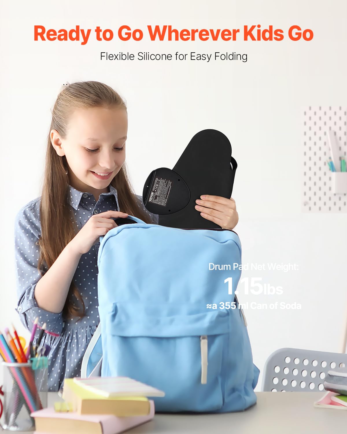 Vevor Electronic Drum Set, 7 Pads, Roll-Up Practice Drum Pad With Speaker, Headphone Jack, Portable Electric Drumset With Pedals