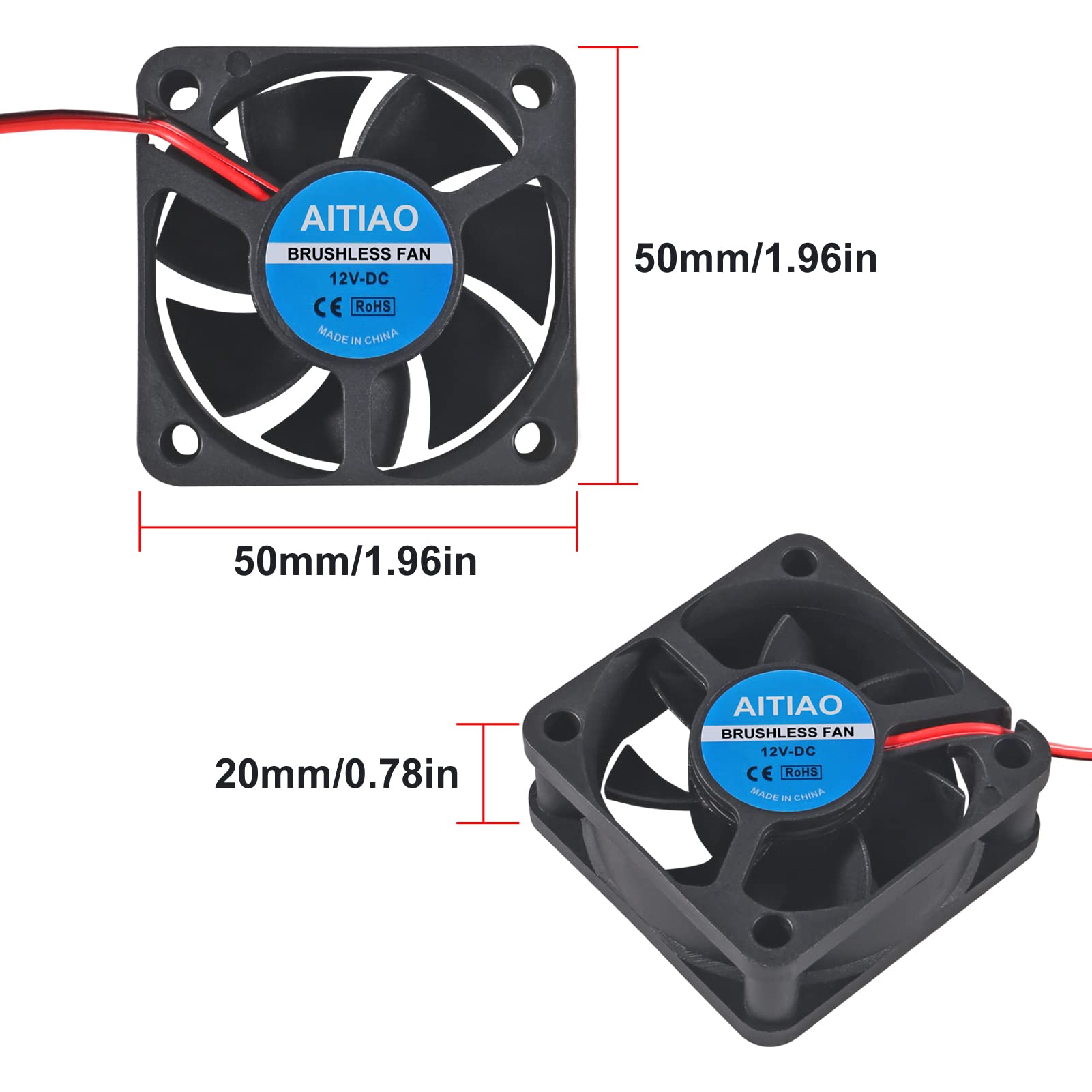 Aitiao 4Pcs 5020 Brushless Cooling Fan Computer Case Fan Dc 12V 50Mm 50Mm 20Mm Quiet Muffin Fan Oil Bearing High Speed Cooling F