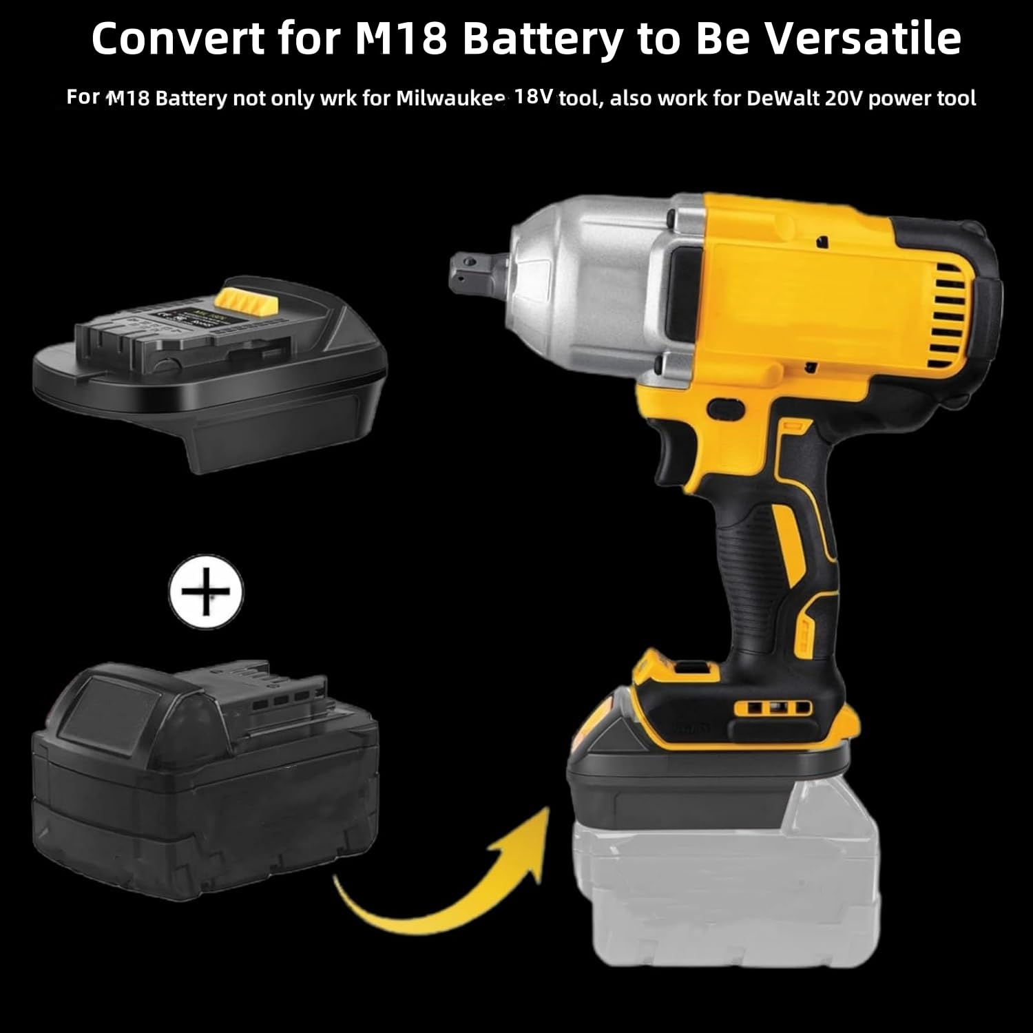 Yrgjdca For Milwaukee To For Dewalt Battery Adapter (For M18 Battery Work For Dewalt 20V Tool)