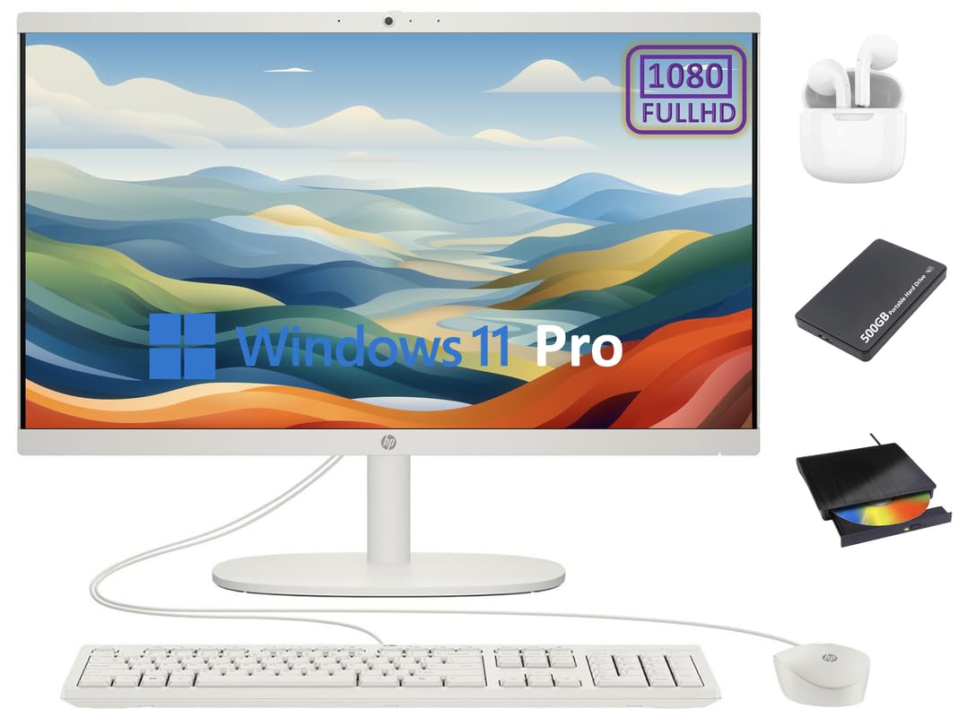 Hp All-In-One Desktop Computer, 21.5'' 1080P Fhd Display, 32Gb Ram, 1.5Tb Storage (1Tb Ssd+500Gb Ext. Drive), Dual-Core Intel Ce