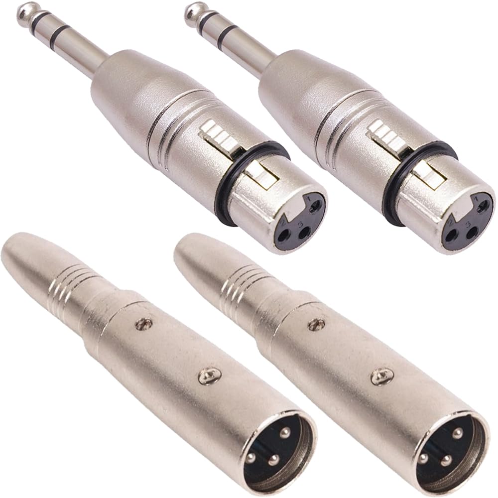 Dkardu Xlr Male To Female Adapter, 2 Packs, Converts Xlr To 1/4 Inch Balanced Outputs