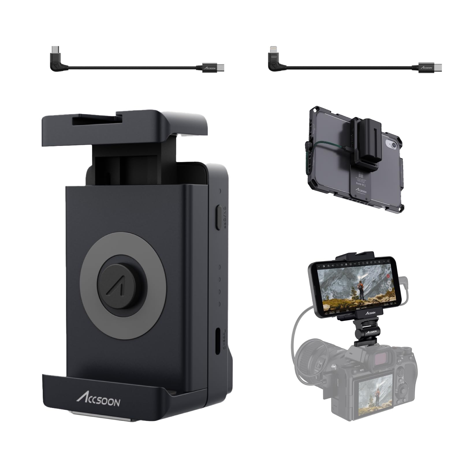 Accsoon SeeMo HDMI Video Transmission System for i-Phone&iPad, HDMI to USB-C Video Transmitter Support 1080P 60FPS Video, Real-T