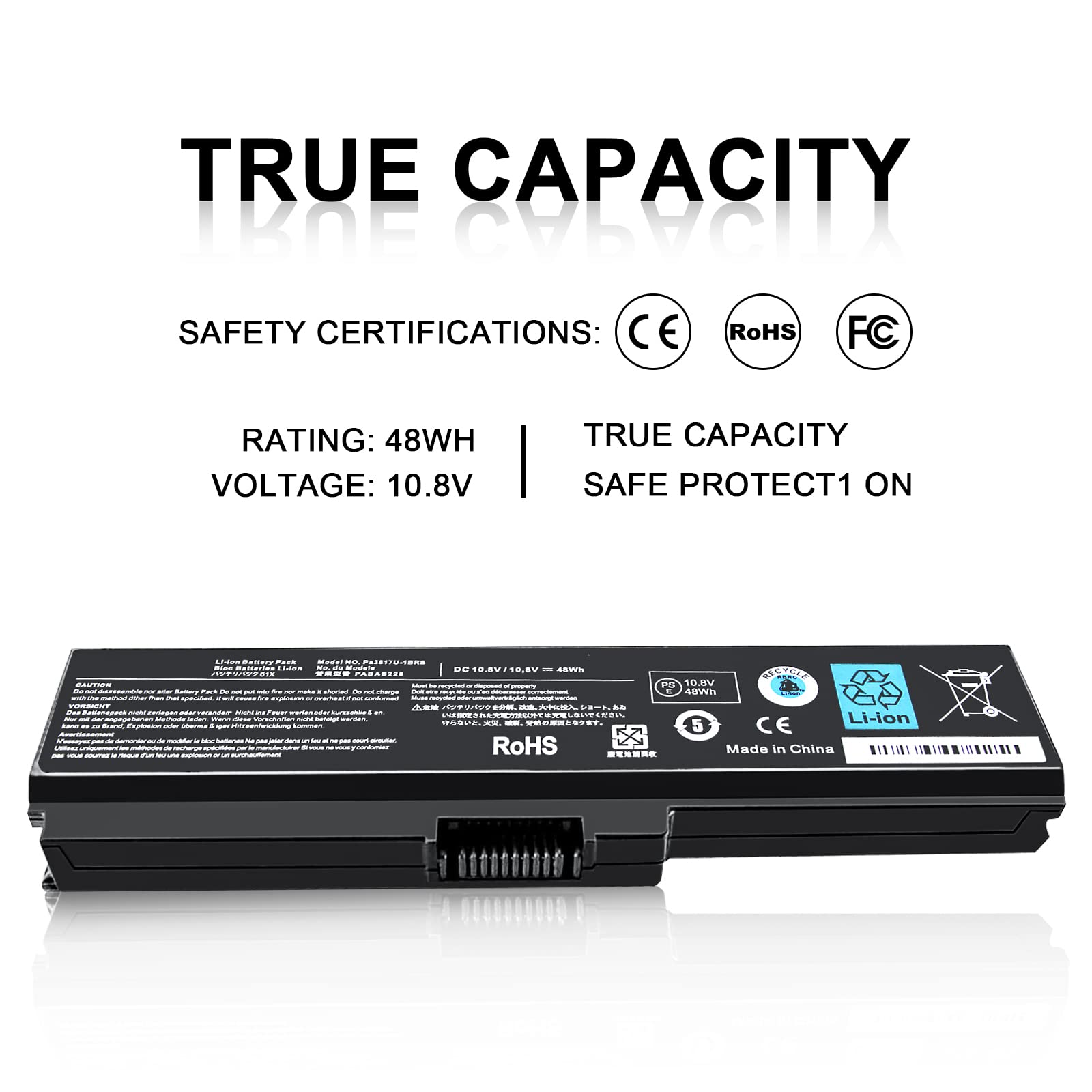 New Replacement Pa3817U 1Brs Battery For Toshiba Satellite C655 C675 C675D L645 L645D L655 L655D L675 L675D L745 L755 L755D P745