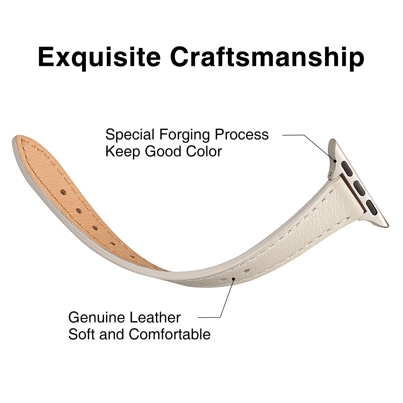 Stiroll Slim Leather Bands Compatible With Apple Watch Band 38Mm 40Mm 41Mm 42Mm 44Mm 45Mm 49Mm, Top Grain Leather Watch Thin Wri