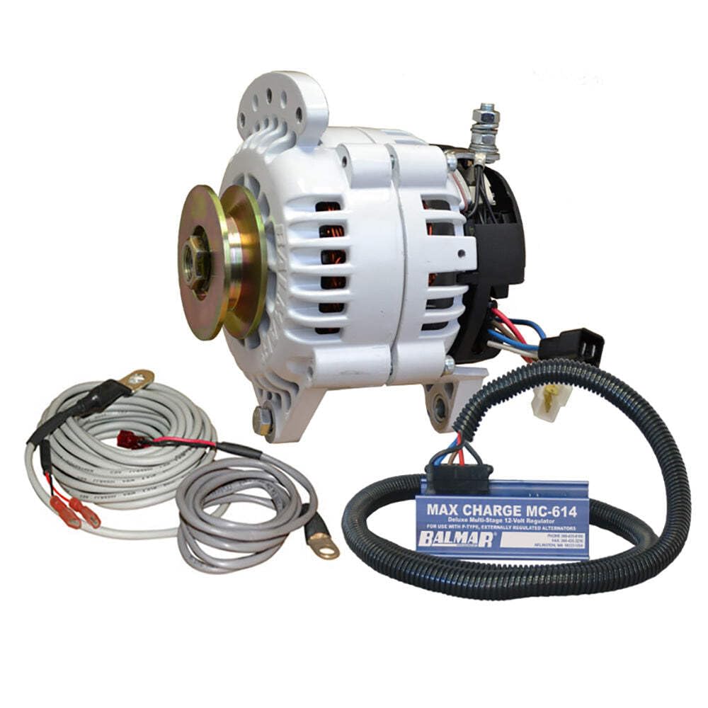 Balmar Alternator 100 Amp Kit 12V 3.15'' Dual Foot Saddle Single Vee Pulley Regulator &Amp; Temp Sensor,WBAUVB0060B1Z0C
