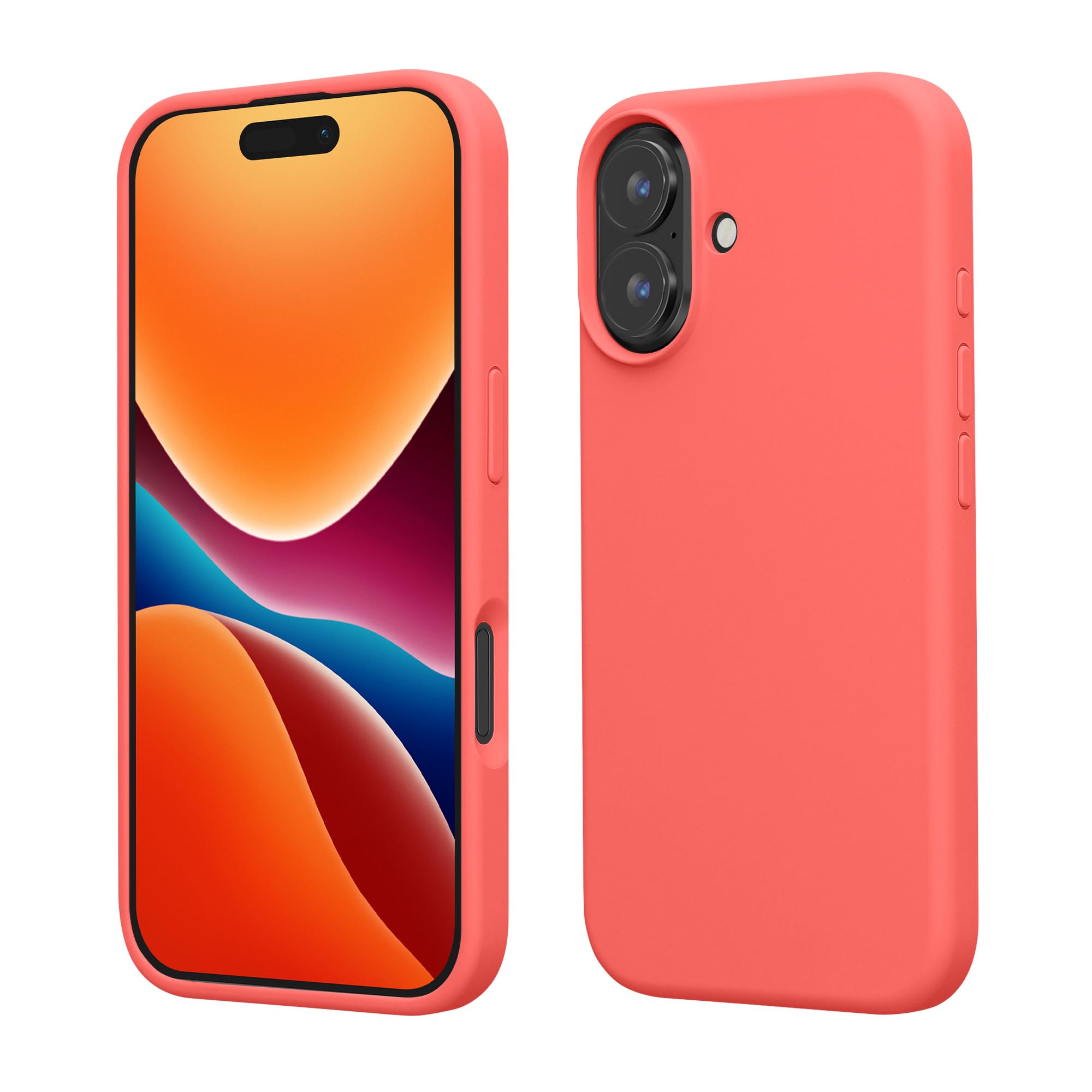 kwmobile Case Compatible with Apple iPhone 16 Case - TPU Silicone Phone Cover with Soft Finish - Neon Coral