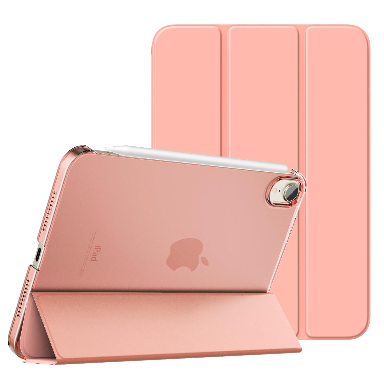 MoKo for iPad Mini 7 (A17 Pro) Case 2024,iPad Mini 6 Case 2021,8.3 inch iPad Mini 7th/6th Generation Case,Slim Lightweight Hard Back Shell Stand Cover for iPad Mini 2024 with Touch ID, Apricot Orange