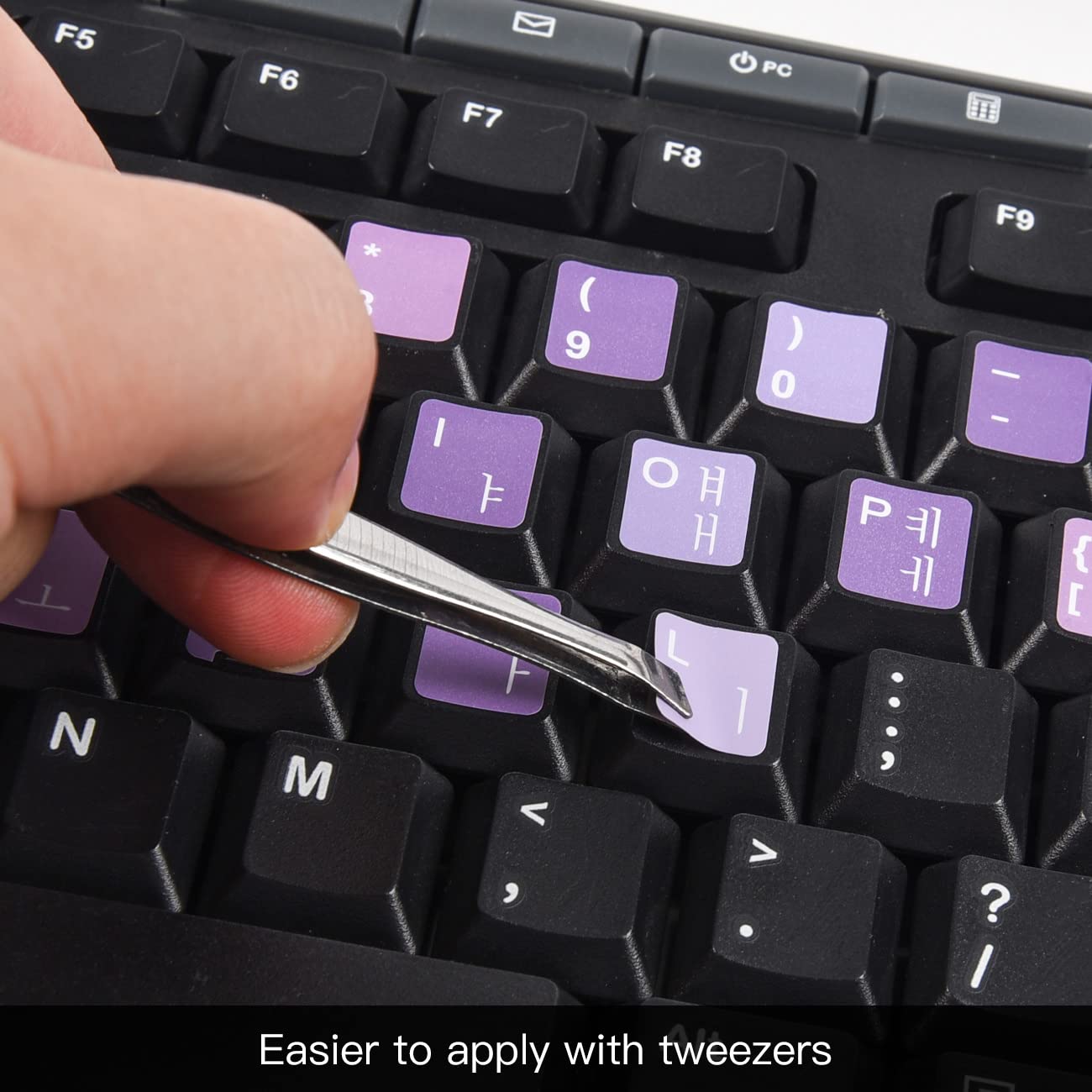 2Pack Korean Keyboard Stickers, Korean English Keyboard Sticker On Purple Background With White Lettering, Korean Keyboard Lette