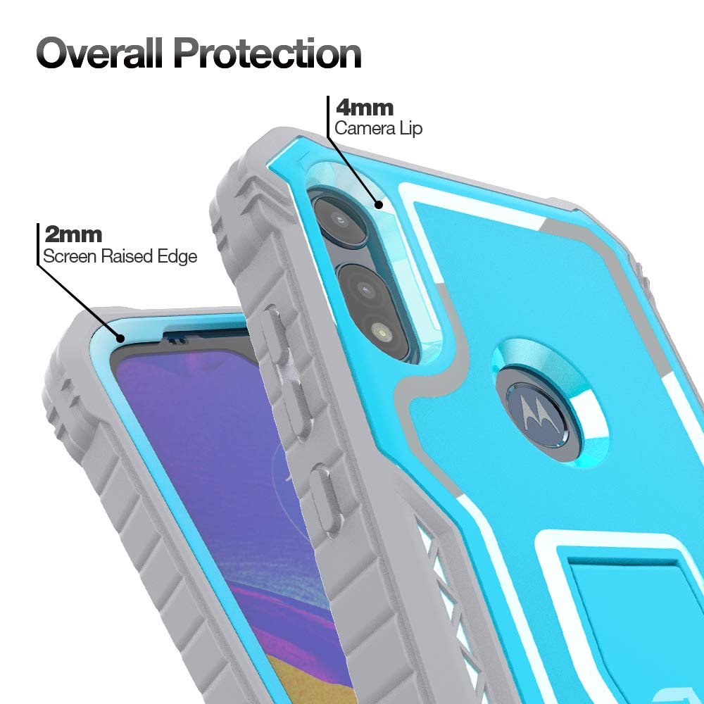Fito For Moto E Phone Case, Dual Layer Shockproof Heavy Duty Case For Motorola Moto E 2020 Phone With Screen Protector, Built In