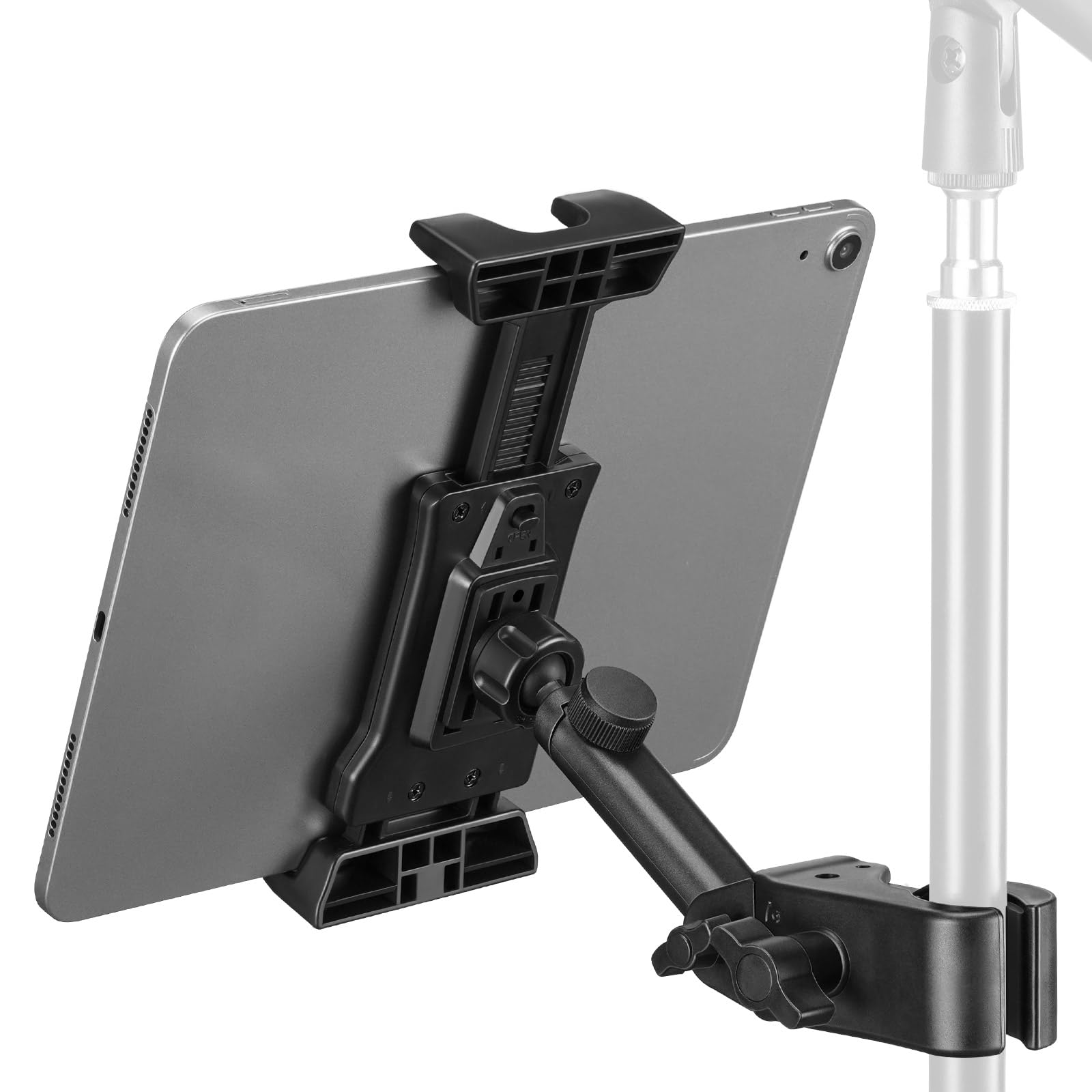 Lekato Tablet Holder For Mic Stand, Adjustable Microphone Music Stand Phone Holder Mount, Compatible With Ipad, Iphone, All 4.7-