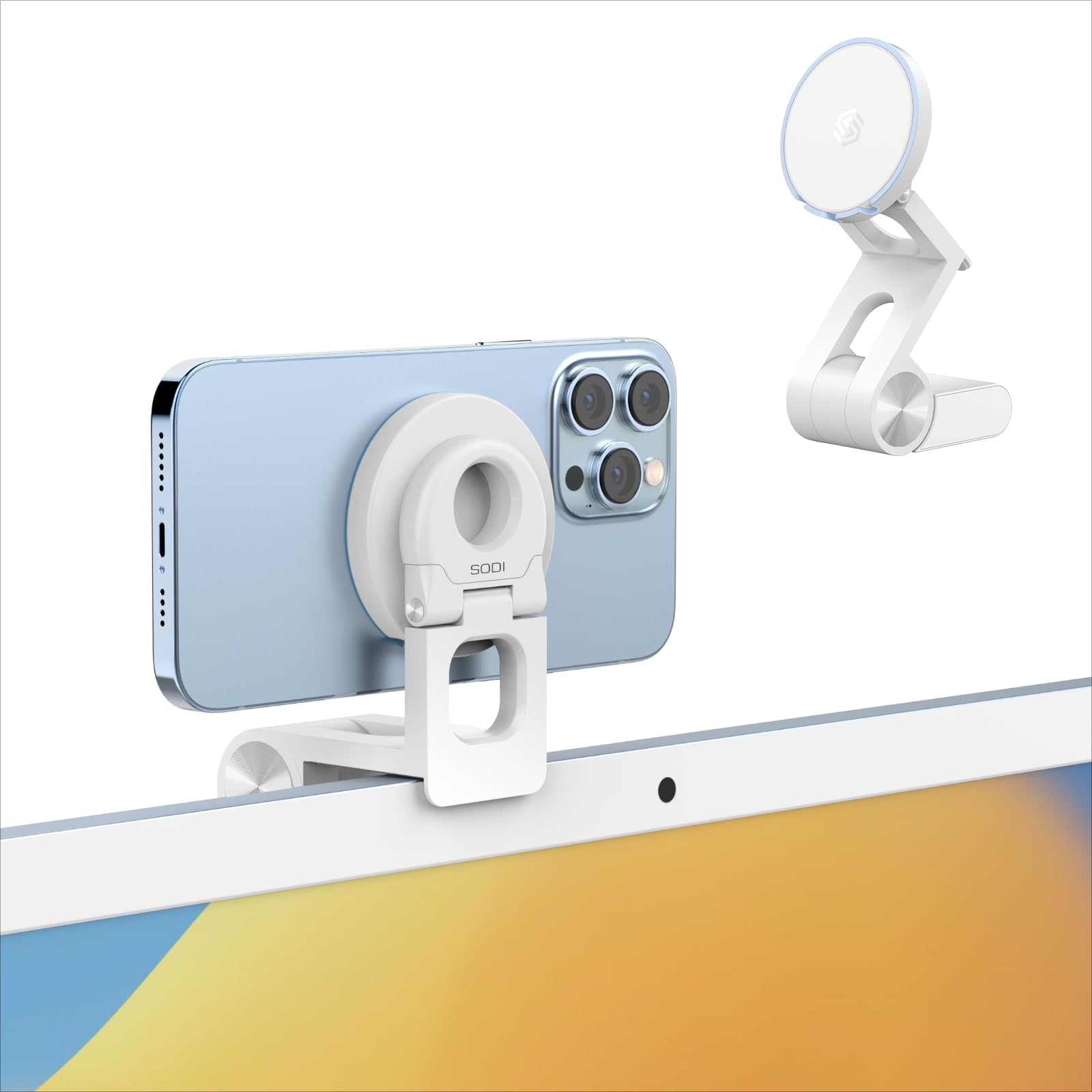Sodi Continuity Camera Mount For Desktop Monitor & Imac, Detachable Iphone Webcam Mount, Adjustable Magnetic Phone Stand For Iph