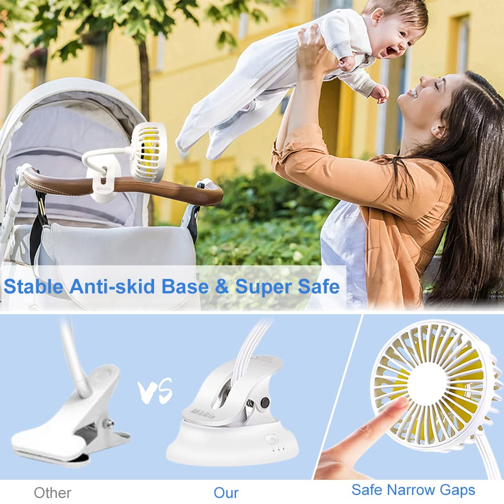Mikikin Clip On Fan Small Mini Fan, Portable Usb Battery Operated Fan, Rechargeable Baby Stroller Fan, Quiet Personal Desk Fan 3