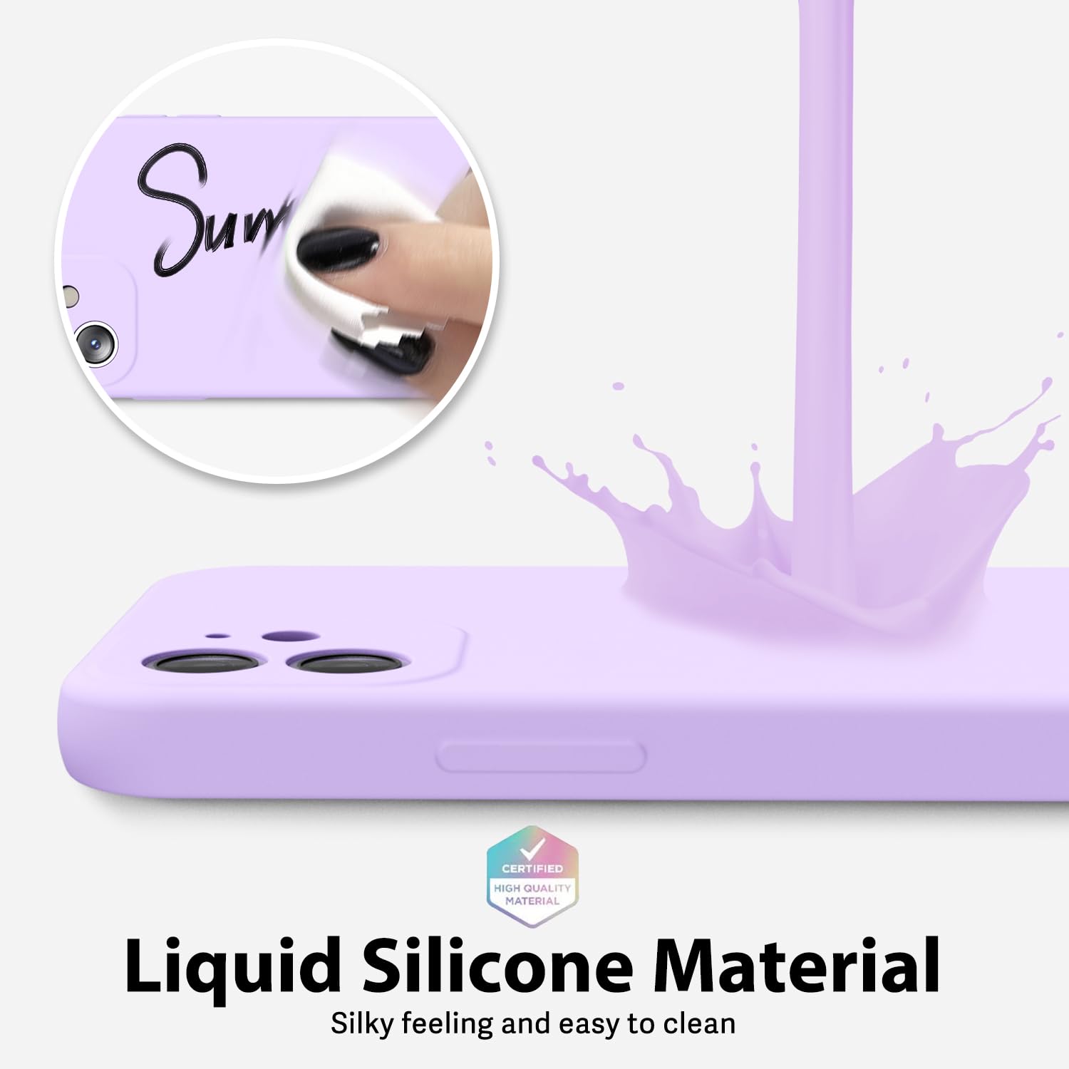 Oakxco For Iphone 12 Case Liquid Silicone, Soft Rubber Gel Elegant Aesthetic Basic Simple Cover, Slim Tpu Matte Solid Color Plai