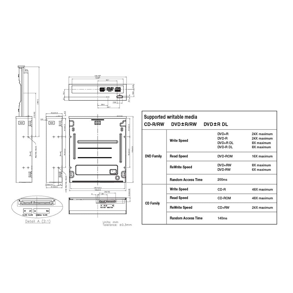 Optiarc 24X Sata Internal Dvd Optical Drives Burner Ad 5290S Robot Robotic Duplication (Black)
