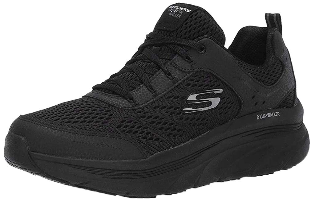 Skechers Womens Dlux Walker Infinite Motion Sneaker, Black, 11 Us
