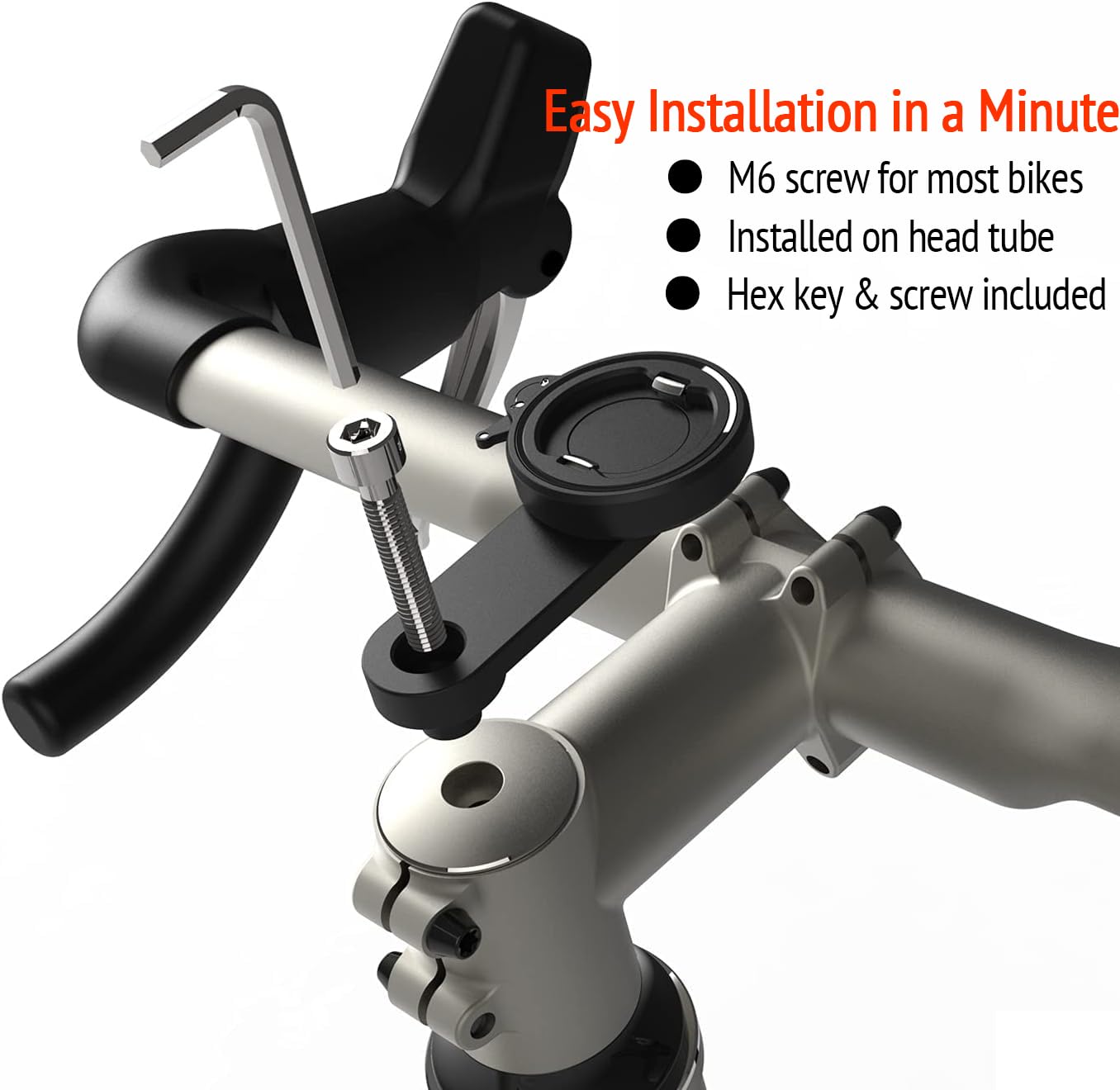 Fastand Bike Phone Holder Handlebar, [1S Lock] Mountain Bike Phone Mount Stem   Aluminum [Security Clamp] With Universal Adapter