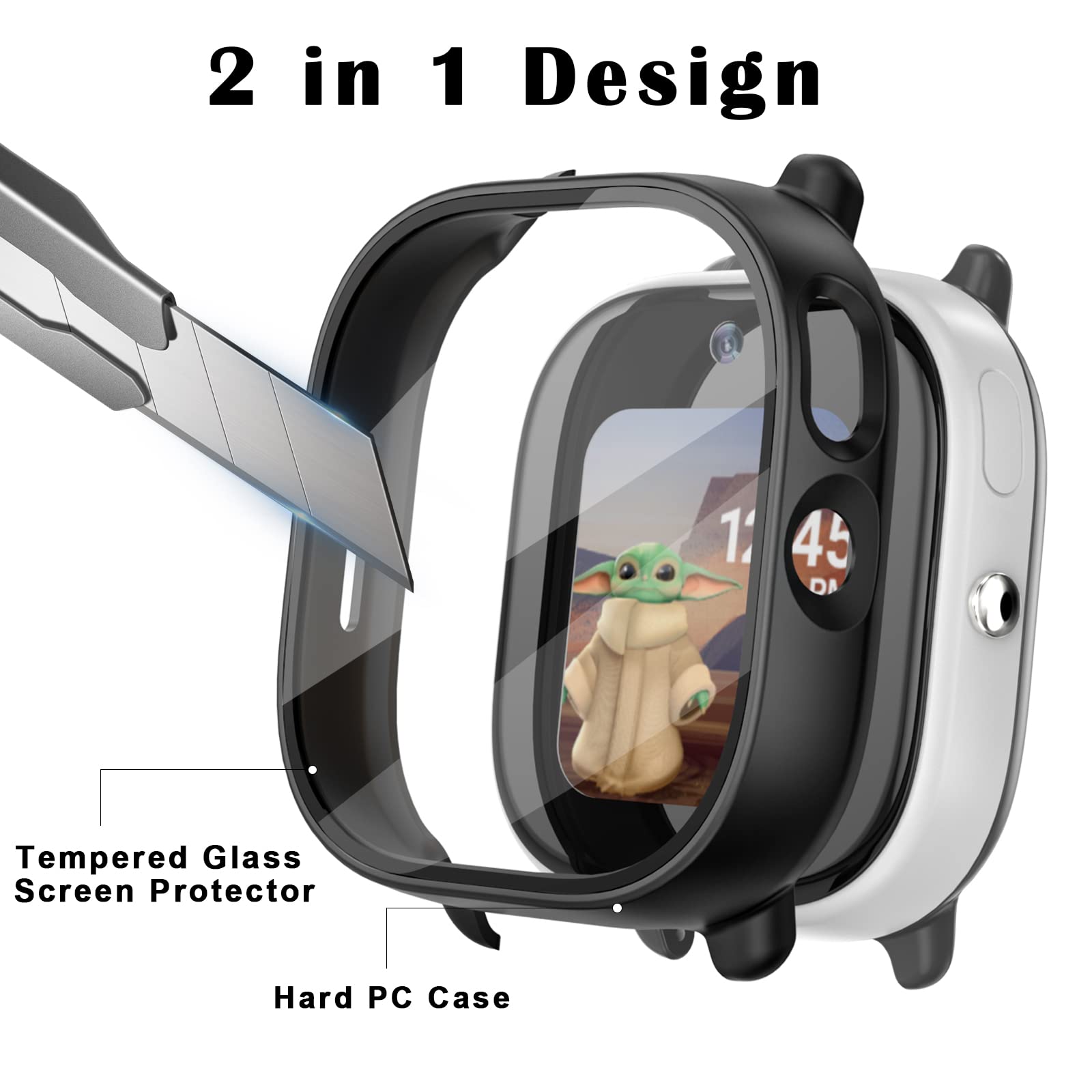Kuaguozhe Tempered Glass Screen Protector Only Compatible For Gizmo Watch Disney Edition, Black(Not For Gizmowatch 2)