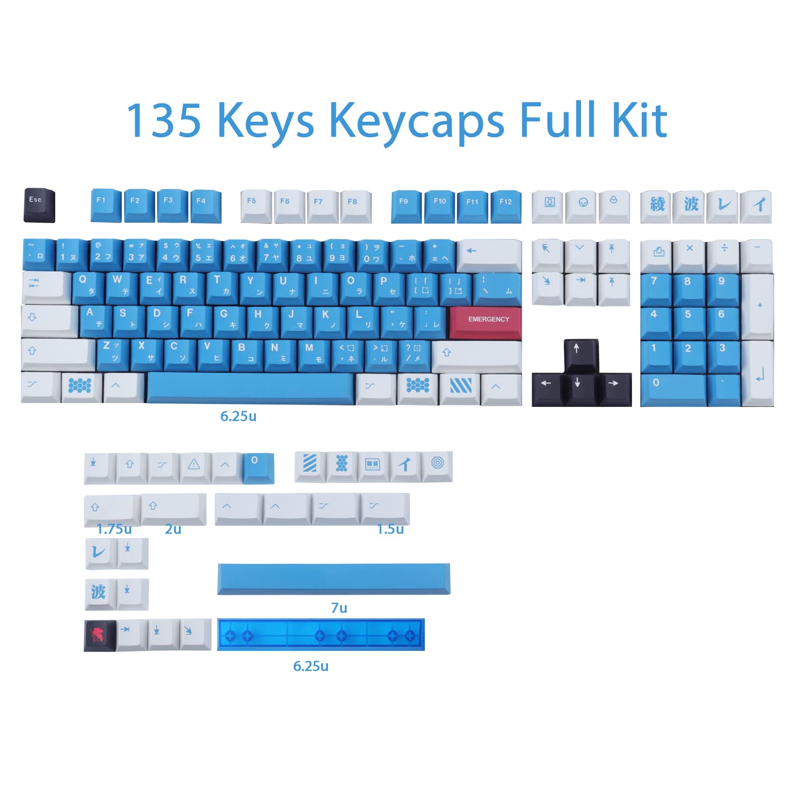 Jomkiz Pbt Keycaps, 134 Keys Dye Sublimation Cherry Profile Keycaps With 7U Spacebar Japanese Keycap Set For Cherry Mx Switches