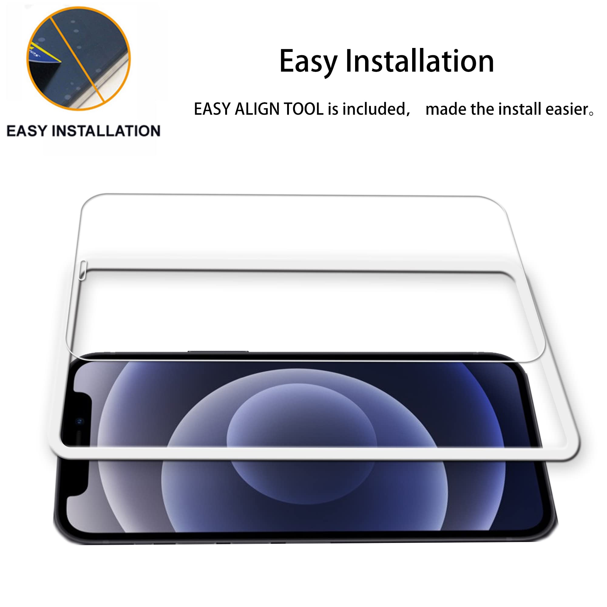 Hkkais Screen Protector For Iphone 12 Mini Tempered Glass 2 Pack Camera Lens Protector Film 2 Pack With Easy Alignment Tool