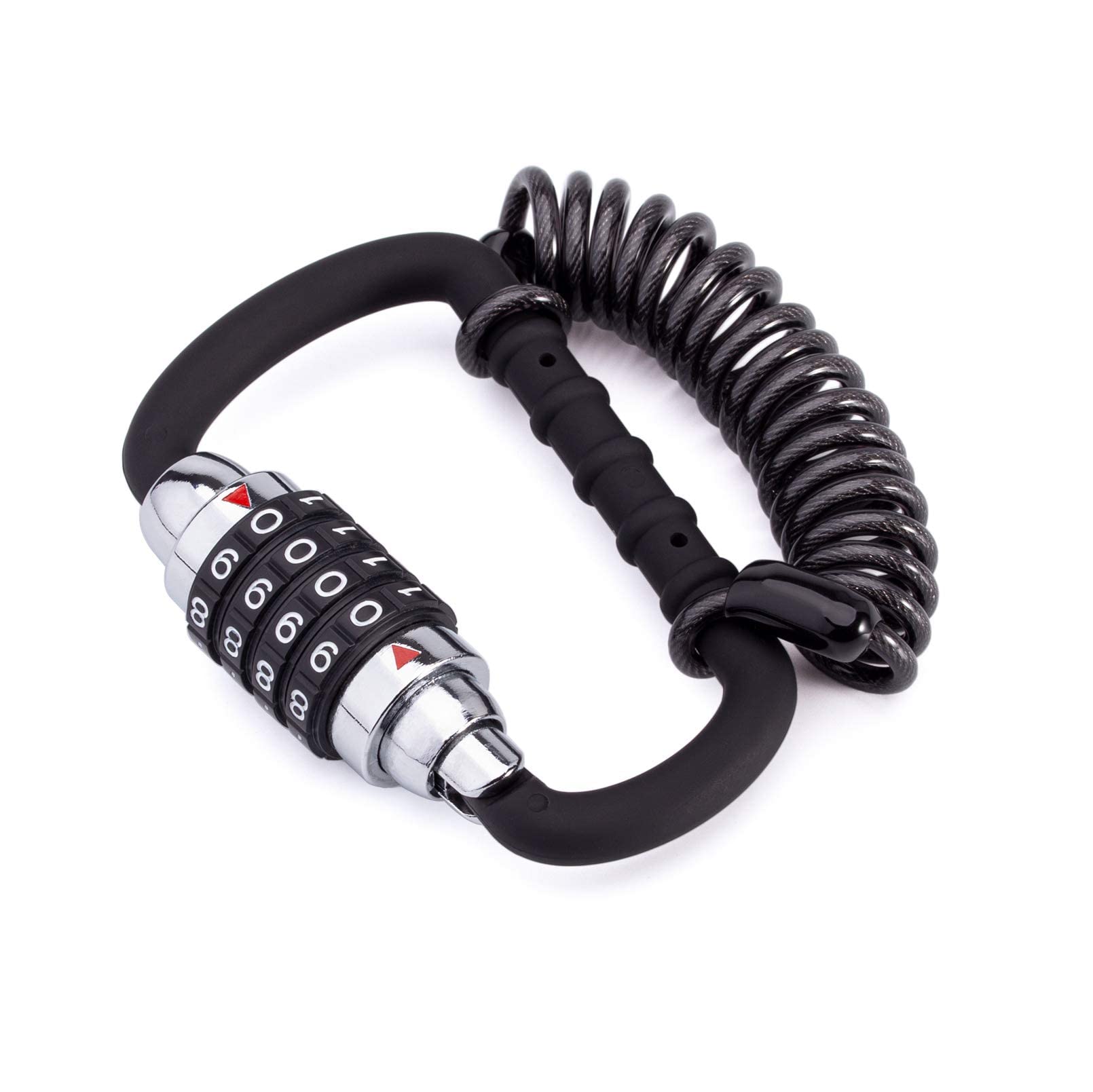 Meetlocks Motorcycle Helmet Cable Lock With T Bar 4 Digit Resettable Bike Lock Combination Bicycle Lock Cable Caribeaner Lock Bi