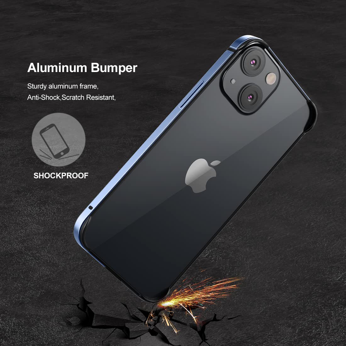 Eastcoo Slim Metal Bumper Case iPhone 14/13/13 Pro 6.1 inch Aluminum Sierra Blue No Signal Interference
