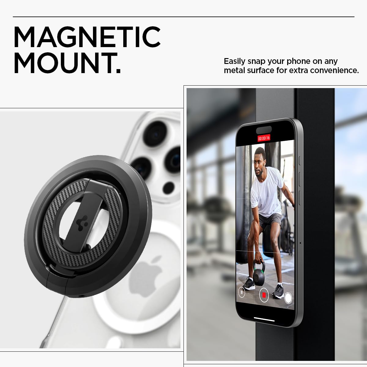 Spigen Om102 (Magfit) Magnetic Phone Holder Grip Double-Sided Magnet With Kickstand Bottle Opener Designed For Magsafe Compatibl