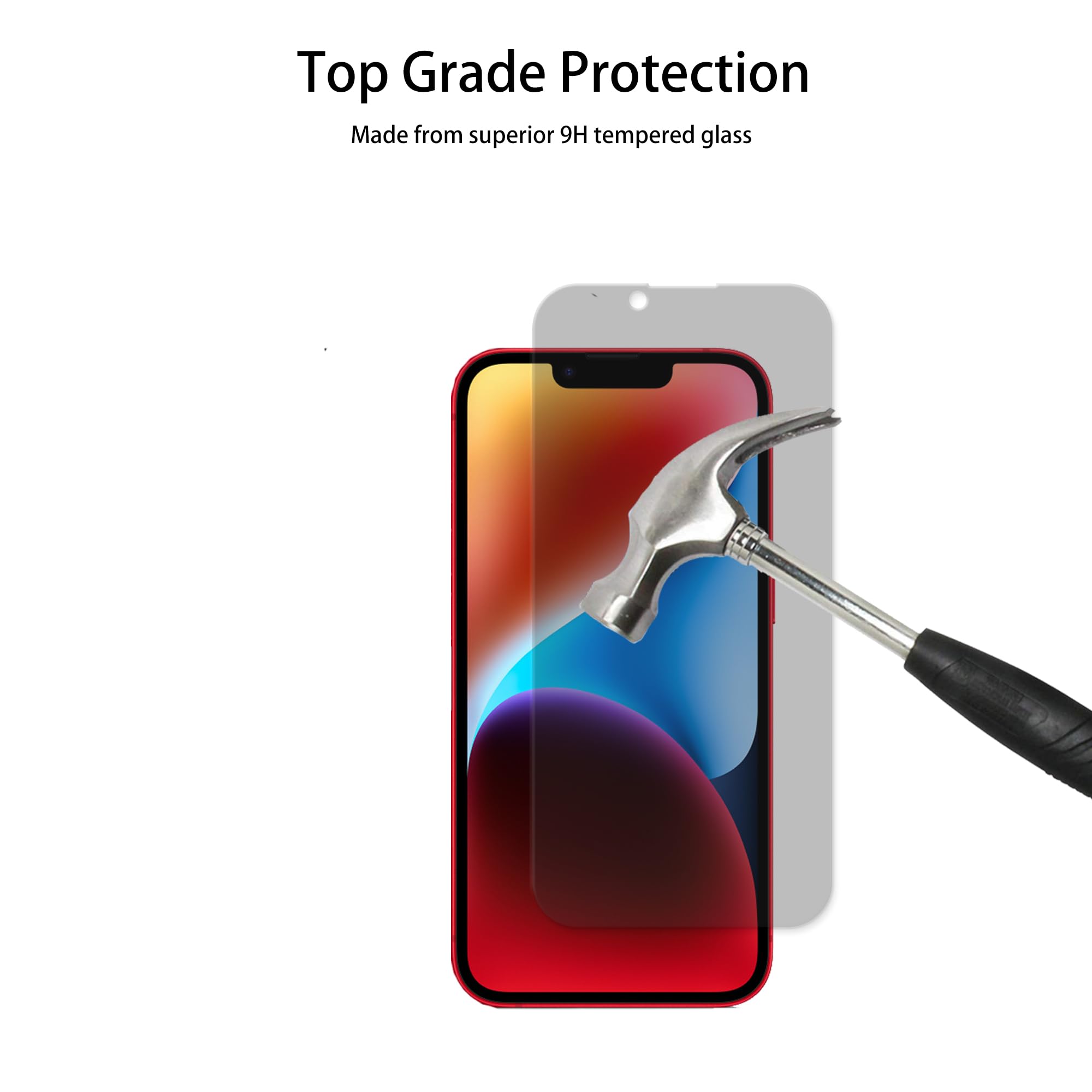 Hkkais Privacy Screen Protector For Iphone 14 Anti Spy Private Tempered Glass Film 2 Pack Camera Lens Protector Film 2 Pack Easy