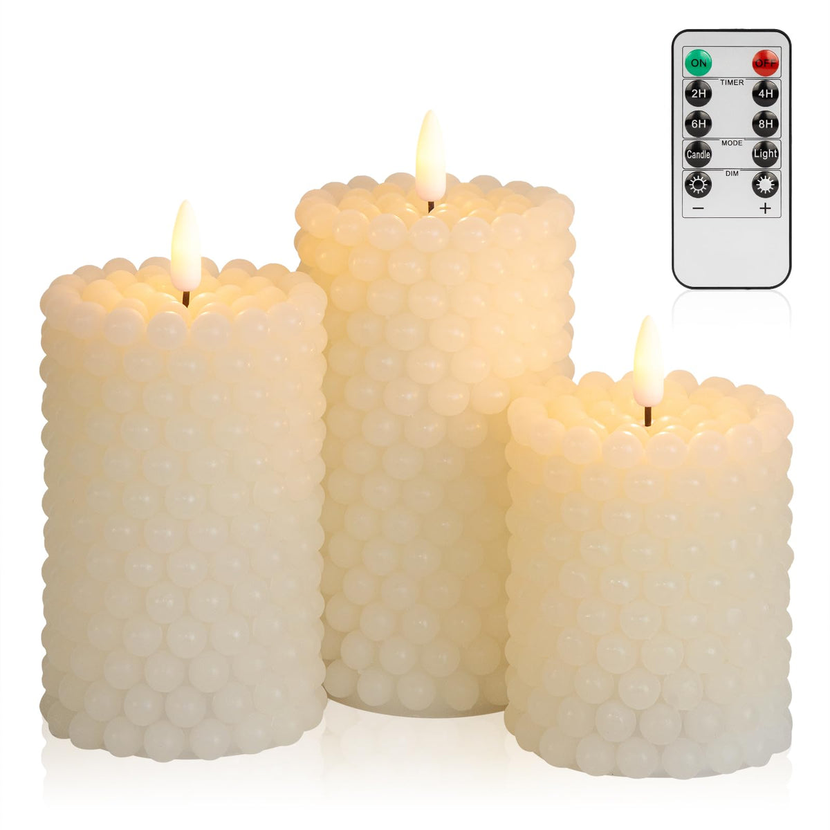 Angelloong Battery Operated Candles With Timer, Led Flameless Candles Flickering With Remote, Fake Electric Pillar Candles For H