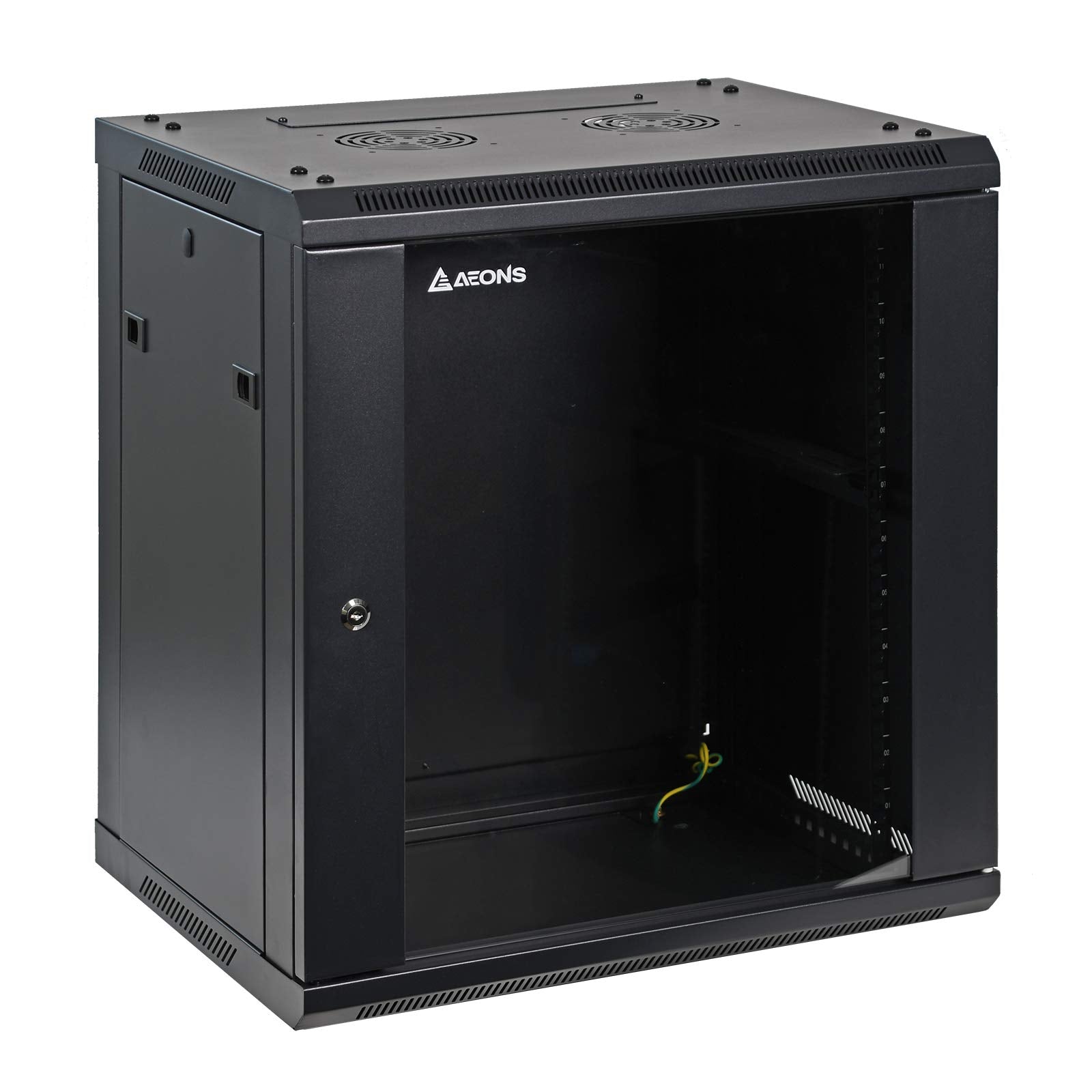 Aeons 12U Signature Wall Mount 19 Inch It Network Cabinet Enclosure Server Rack 16 Inch Depth Glass Door
