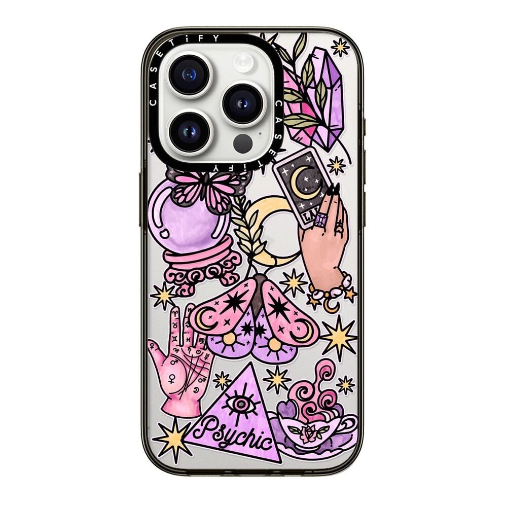 Casetify Compact Iphone 15 Pro Case [2X Military Grade Drop Tested / 4Ft Drop Protection]   Whimsical Witch   Clear Black