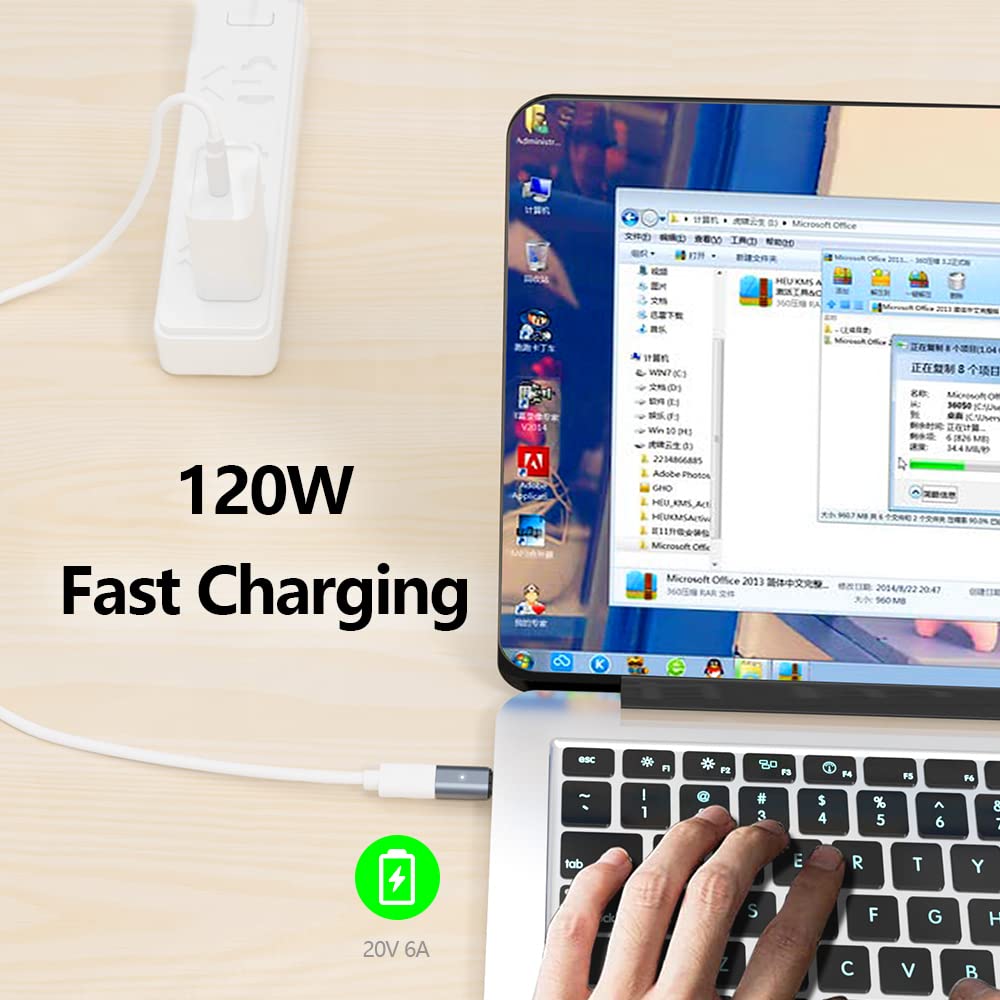 Sheeast Usb C Magnetic Adapter Straight 24 Pin Magnetic Usb C Adapter Connector 120W Pd Fast Charge 40Gbs 8K@60 Hz Data Transfer