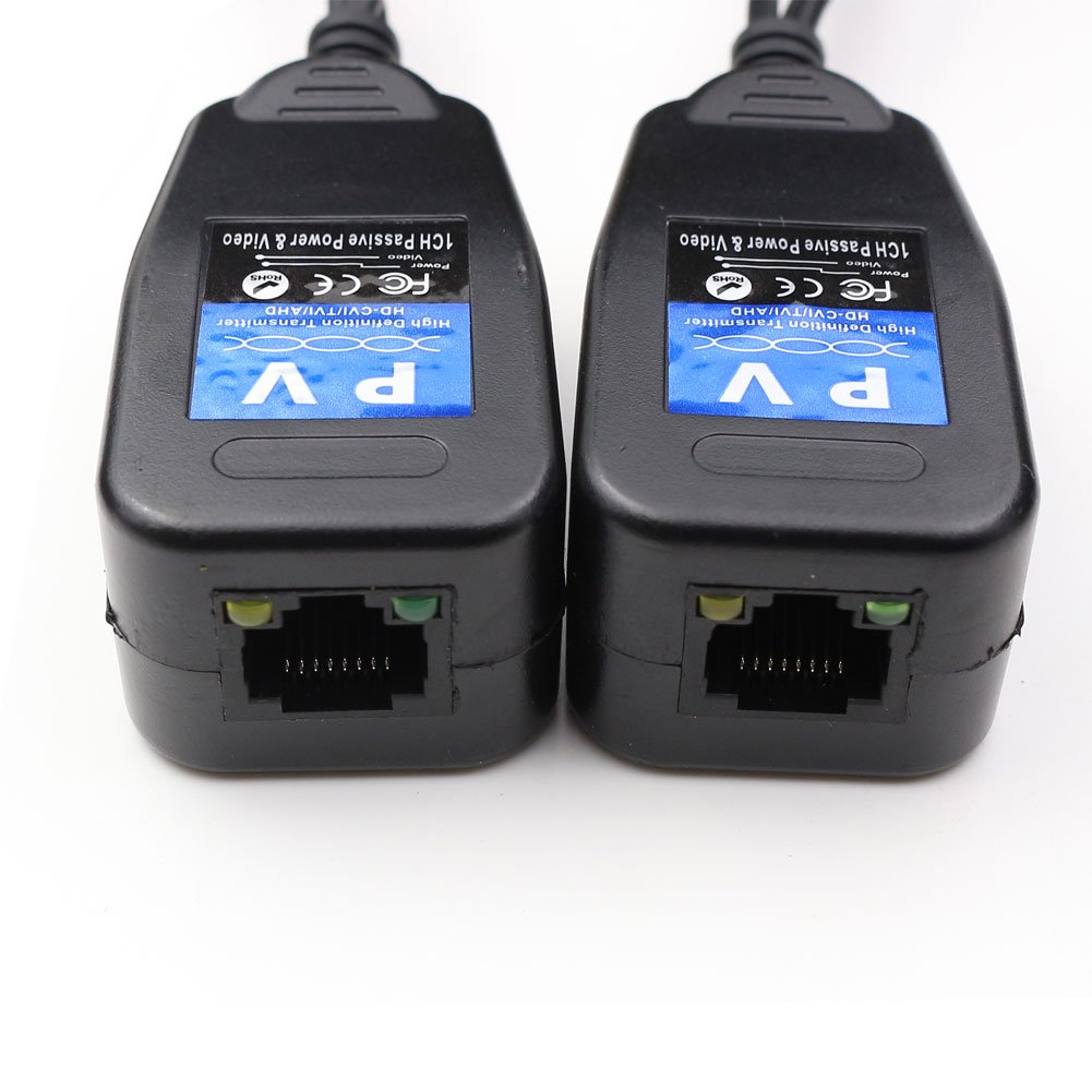 Anhan Passive Video Balun With Power Long Distance Network Transceiver Cat5E/Cat6 Cable To Bnc Male Connector Bnc To Rj45 Adapte