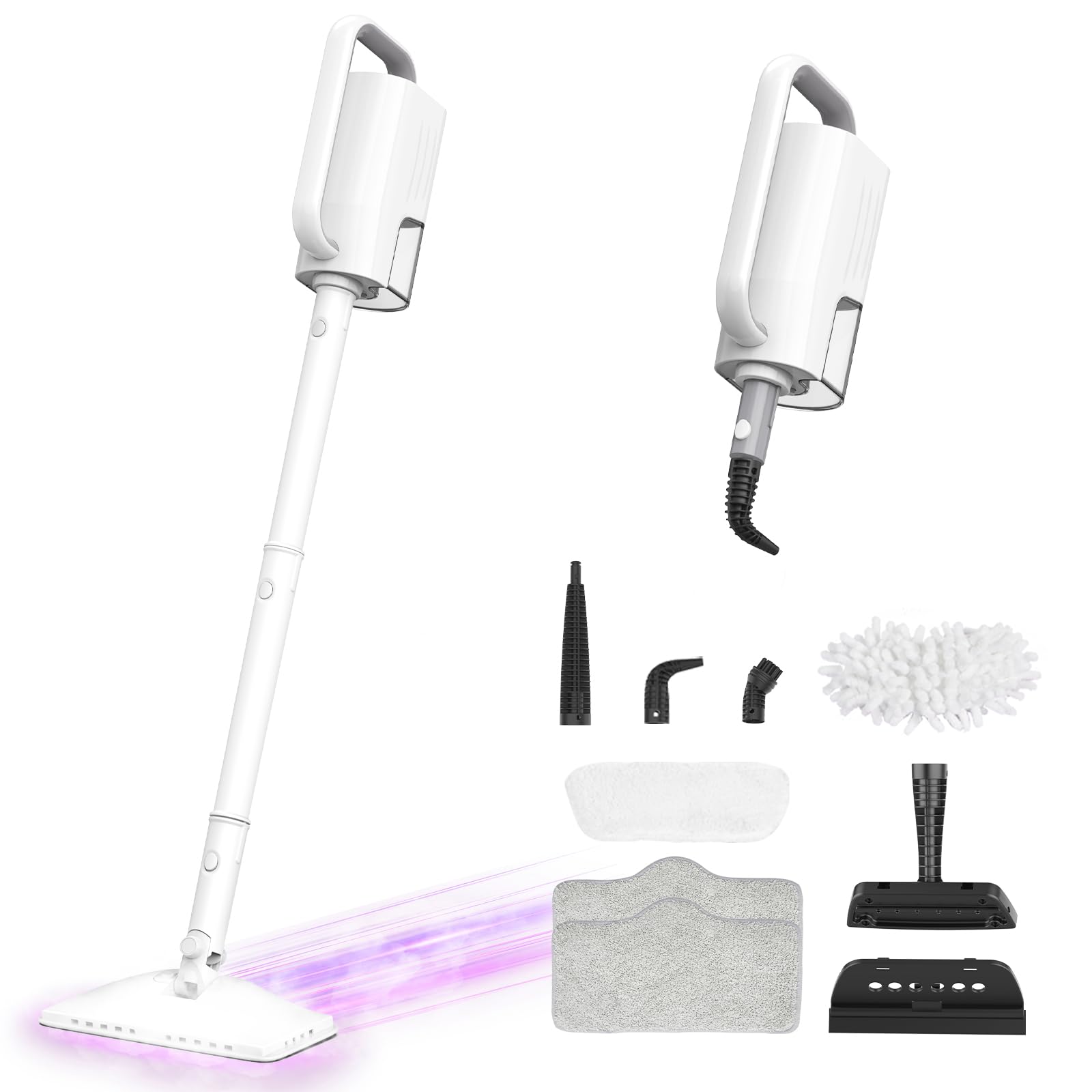 6in1 Steam Mop, 1200W Rotated Steam Cleaner for Home, 2 Modes, 400ML Removable Tank, 23FT Cord, 2 Washable Pads, MultiSurface