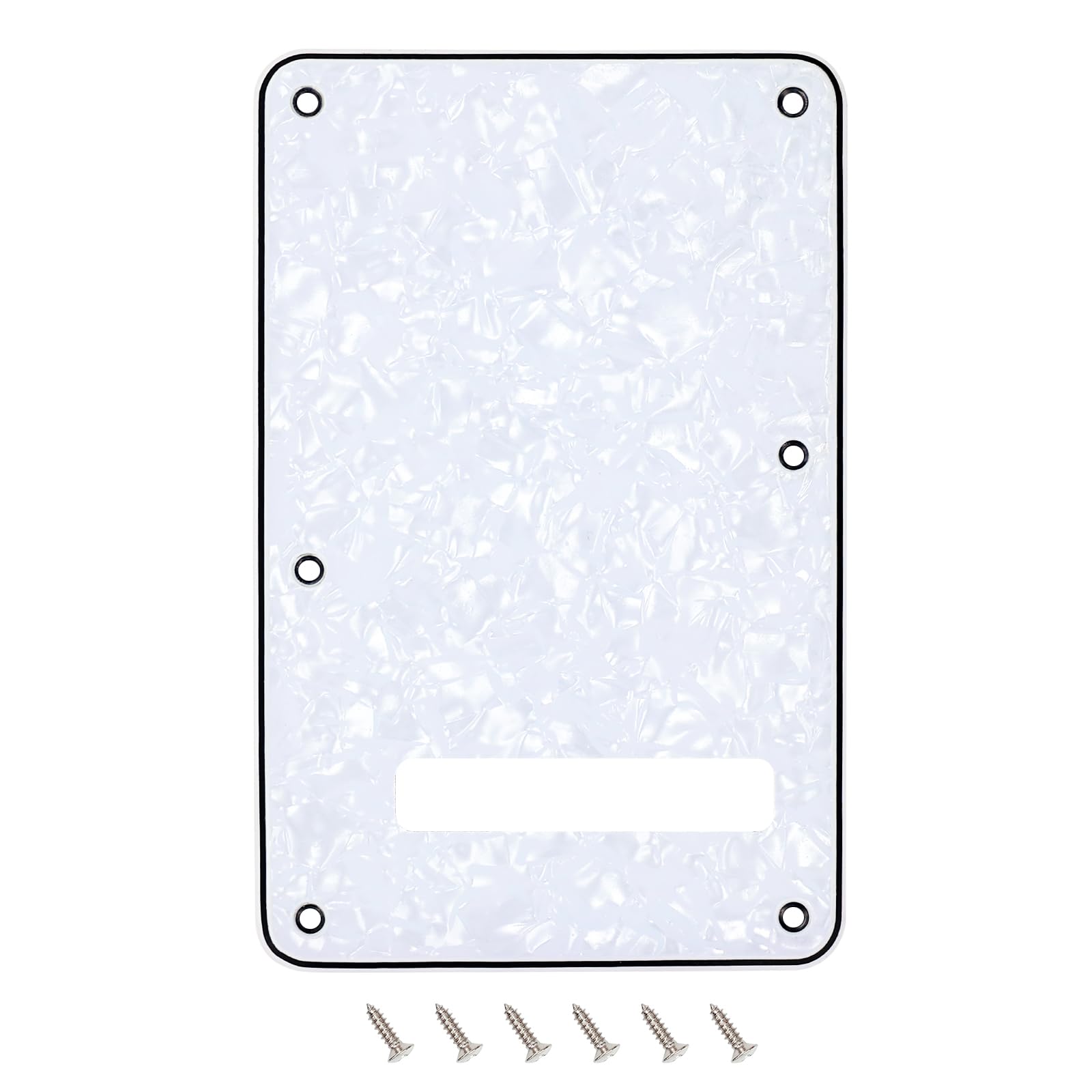 Banworks 4 Ply Electric Guitar Backplate 6-Hole Trem Tremolo Cover for USA/Mexican Fender Standard Strat ST JT/HGB-01 White Pear