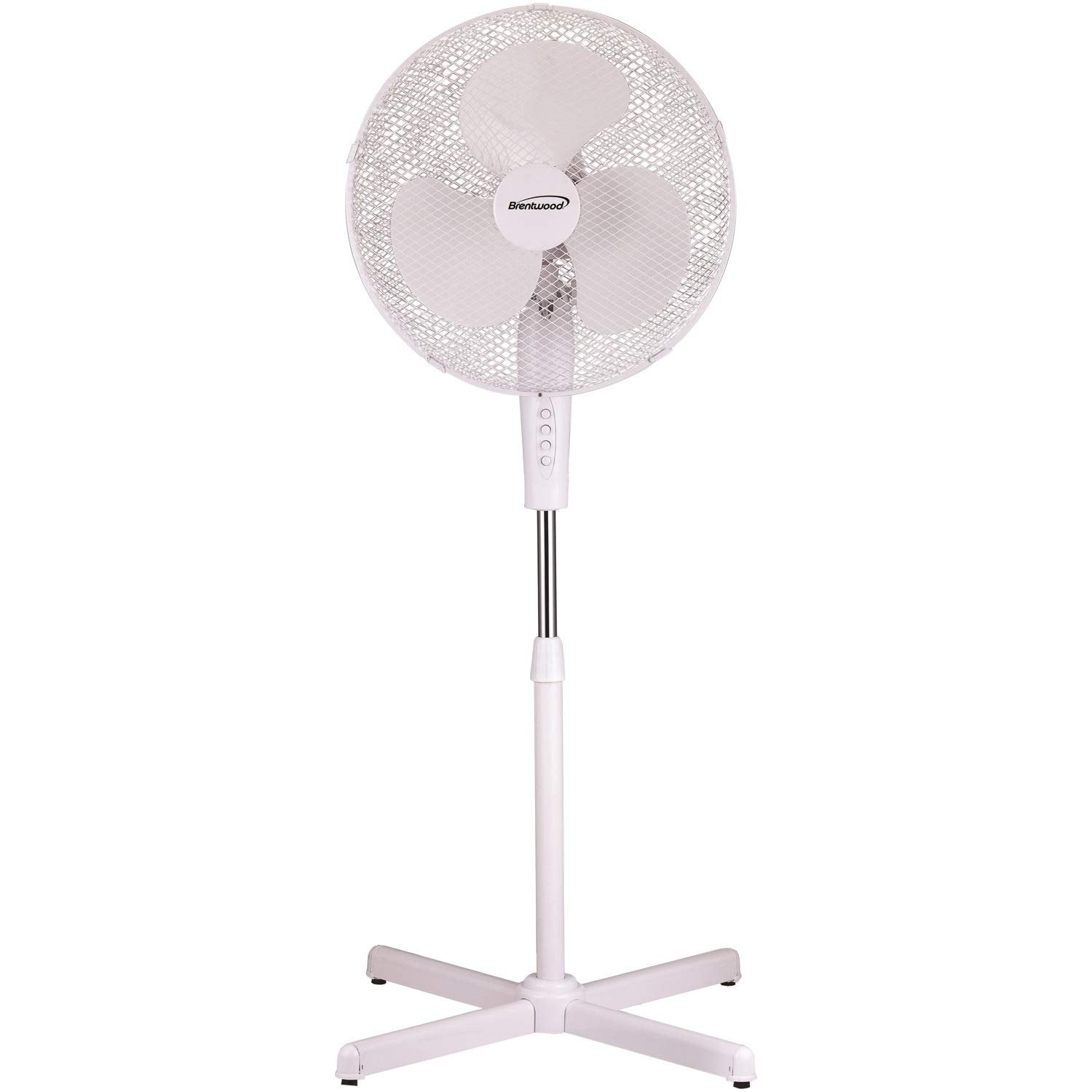 Brentwood Kool Zone Oscillating Stand Fan, 3 Speed 16 Inch, White