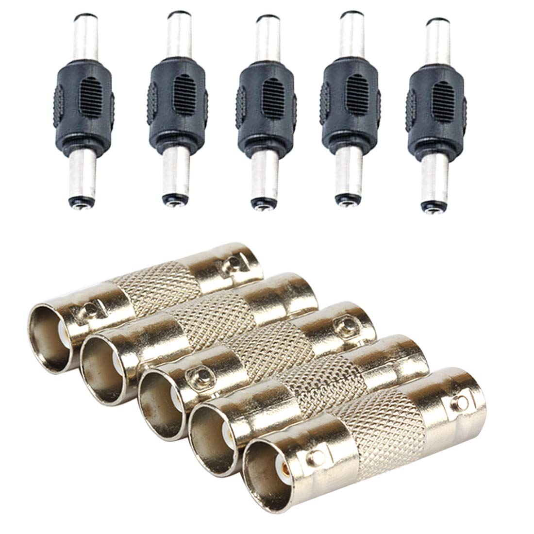 Xffcsec 10Pcs Dc Male To Male Connector 5.5Mm X 2.1Mm 12V 5A Power Cable Jack Adapter