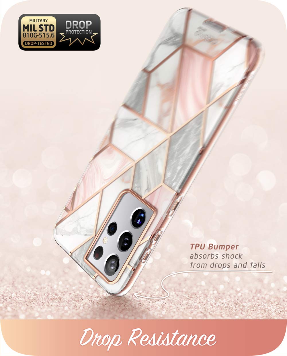 I Blason Glitter Case For Samsung Galaxy S21 Ultra (6.8 Inch) 5G Mobile Phone Case Bumper Case Shiny Protective Cover [Cosmo] Wi