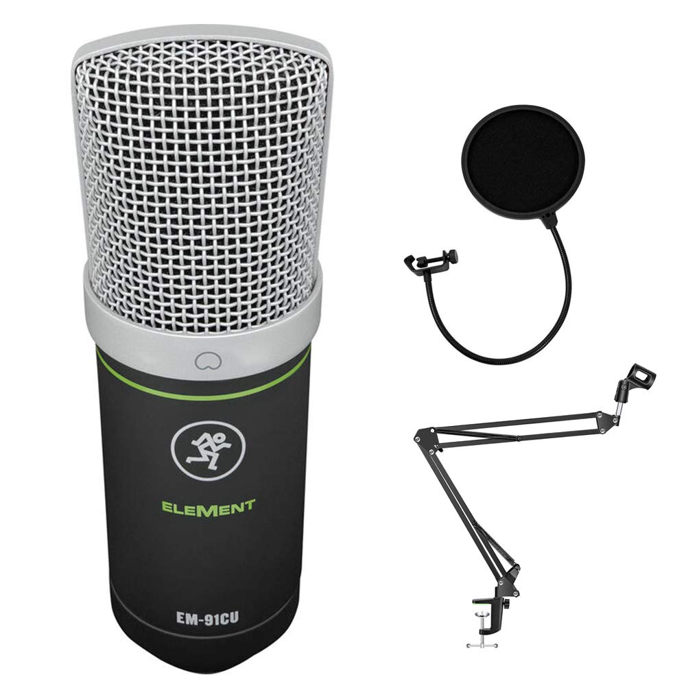 Mackie EM-Series, Large Diaphragm USB Condenser Microphone with Headphone Output and Mute (EM-91CU+), Black