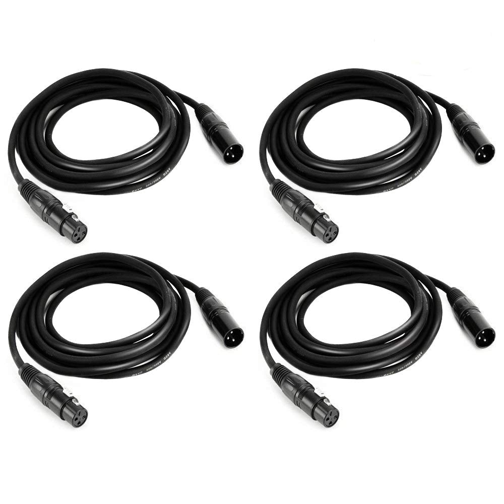 Mfl. 10 Ft Flexible Dmx Cable 3 Pin Signal Xlr Male To Female Cable Wire For Stage Lighting Dj Lights, 110 Ohms Impedance, Black