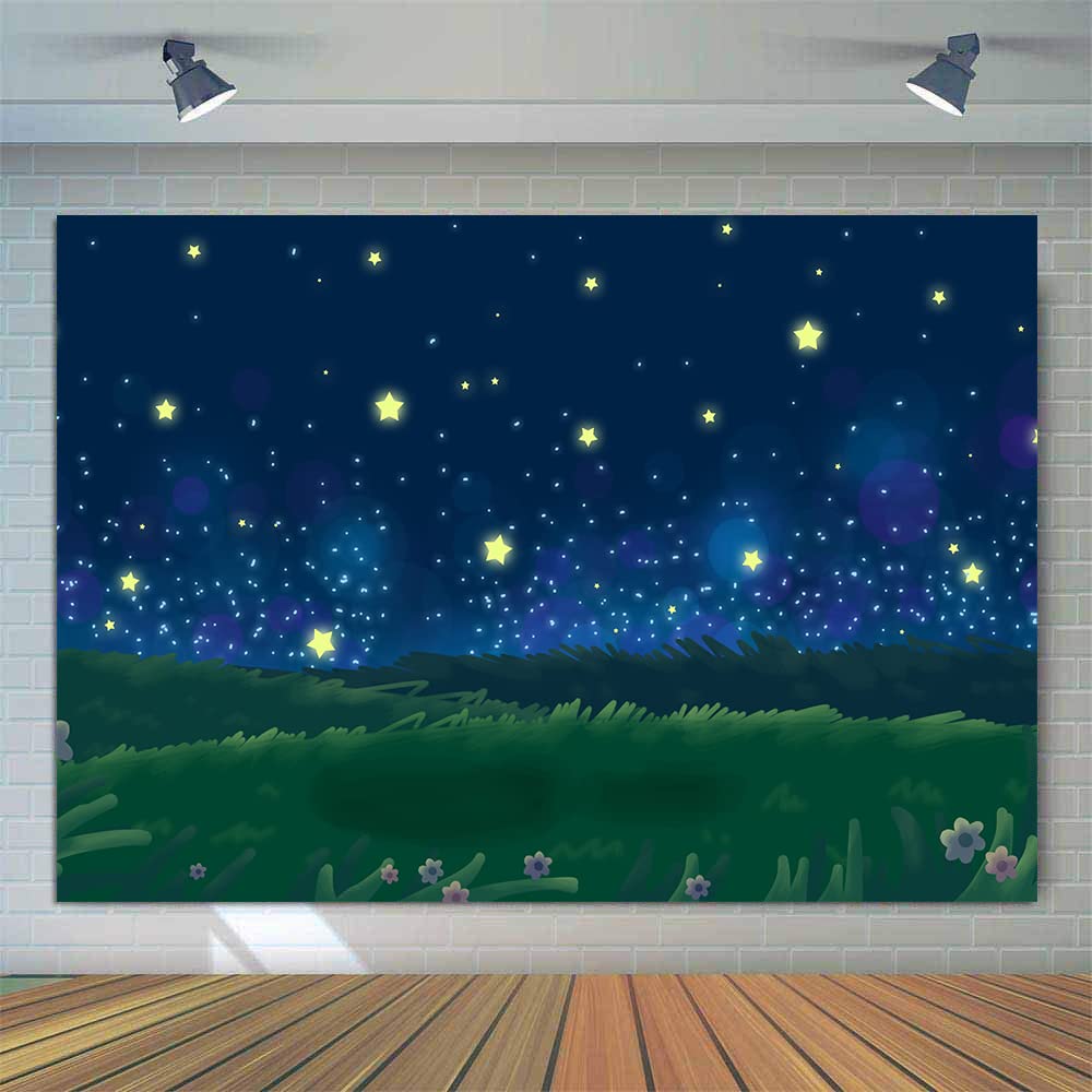 7X5Ft Cartoon Backdrops Fantastic Starry Sky Night Landscape Camping Themd Party Background Photo Booth Backdrop Studio Props Gy