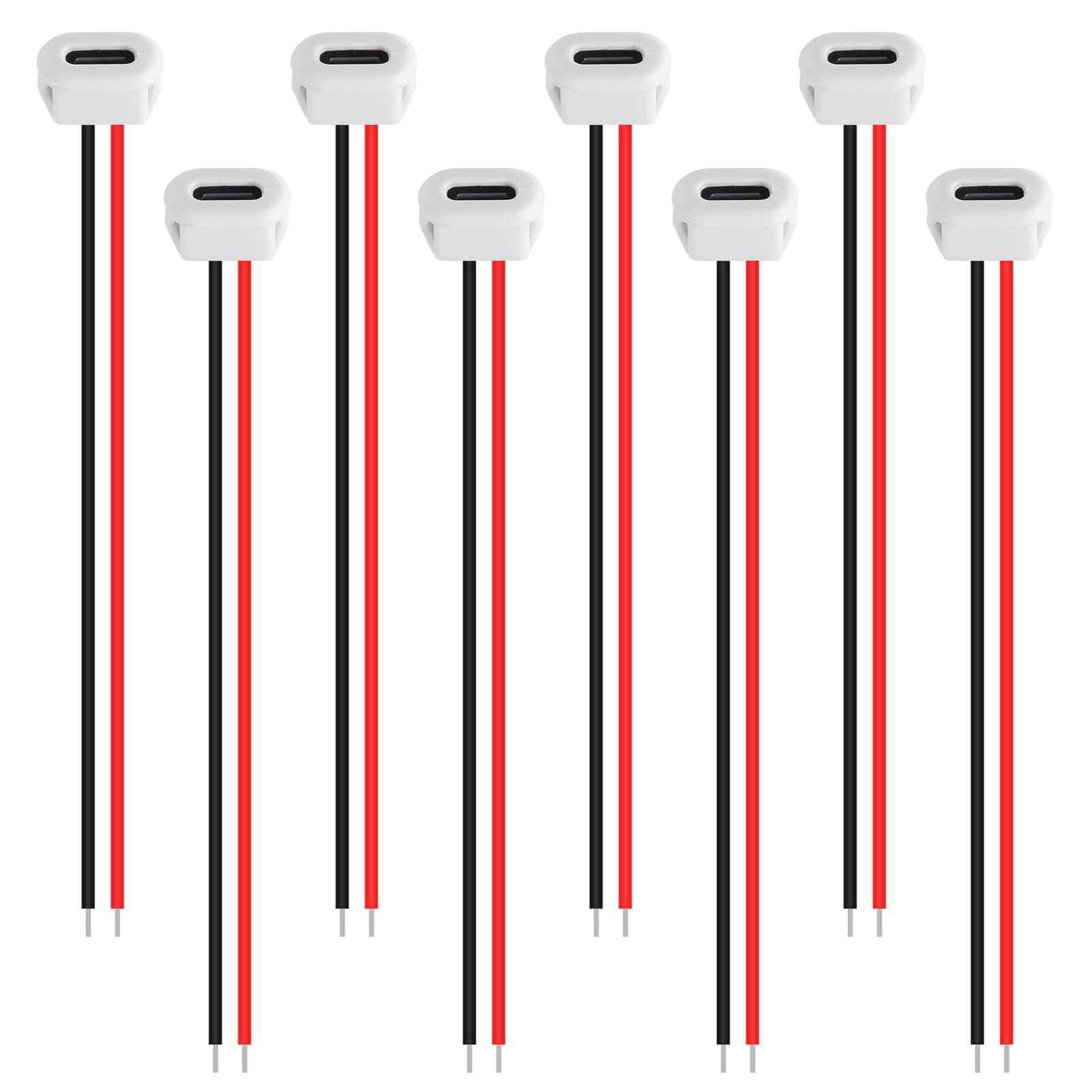 Xiitia 8Pcs Type C Female Chassis Waterproof 2P Solder Wire Type Usb C Pigtail Cable Extension Power Cable Usb C Plug To 2 Pin B